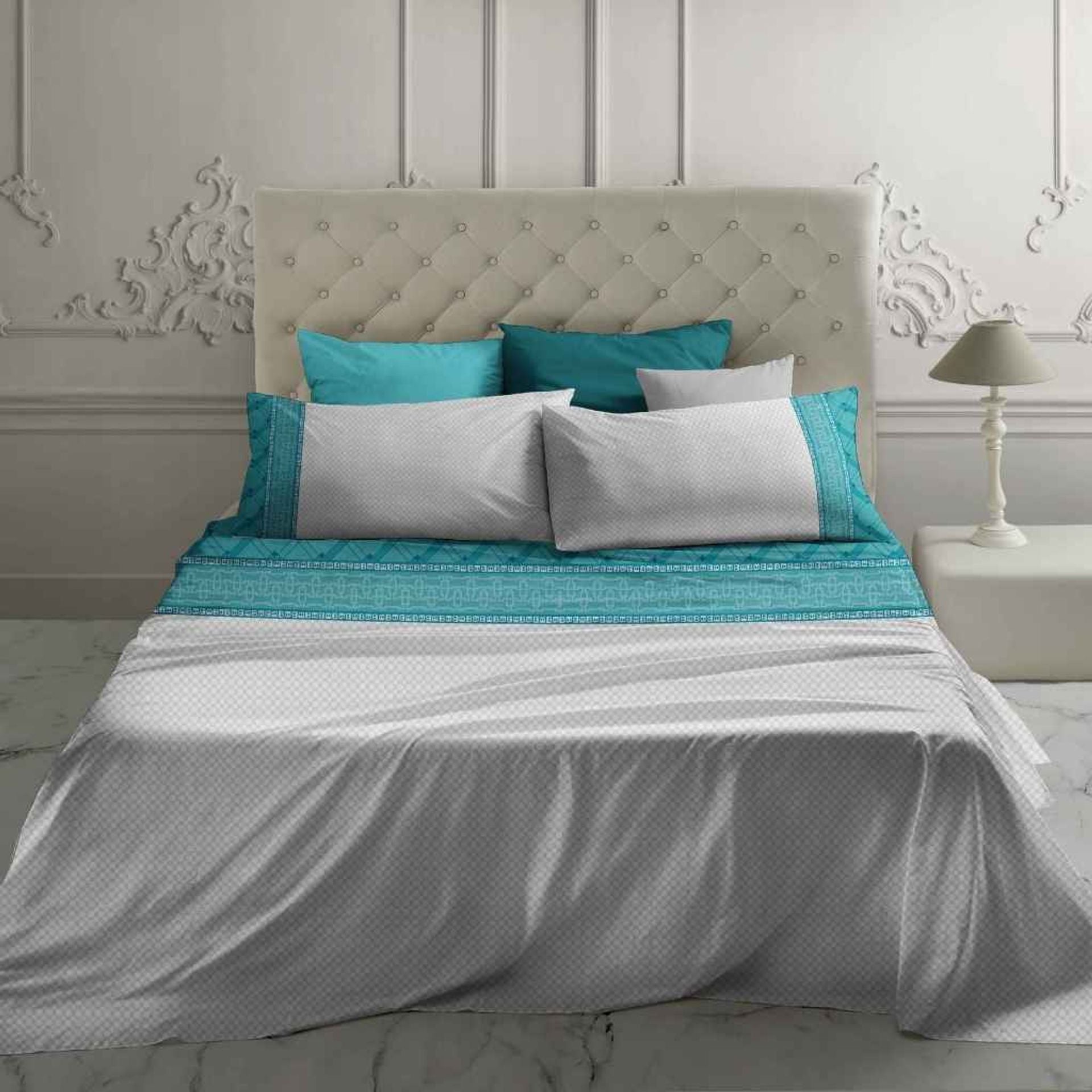 Completo letto matrimoniale maxi Muette 100% percalle di cotone 180 fili