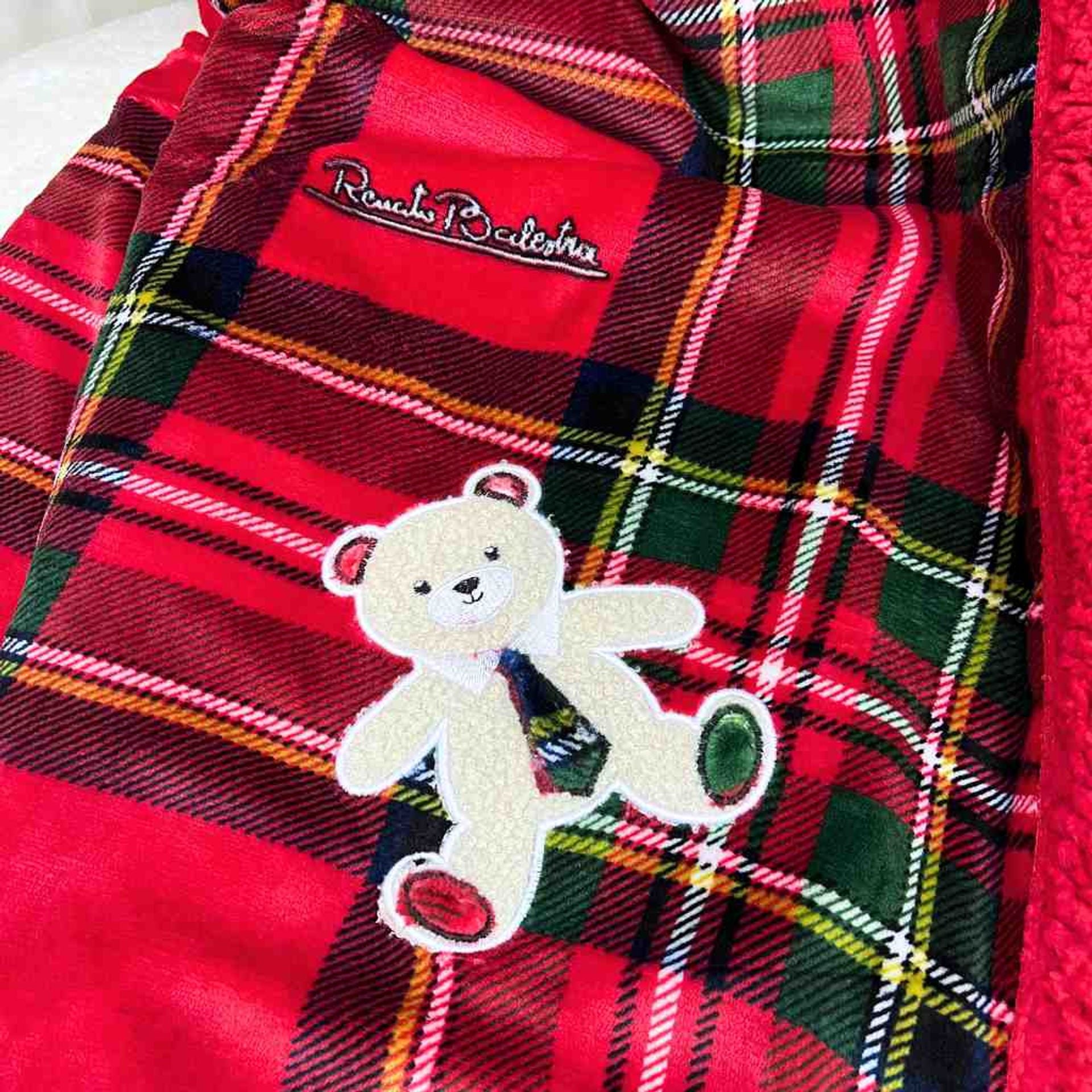 Plaid con ricamo e sherpa Teddy