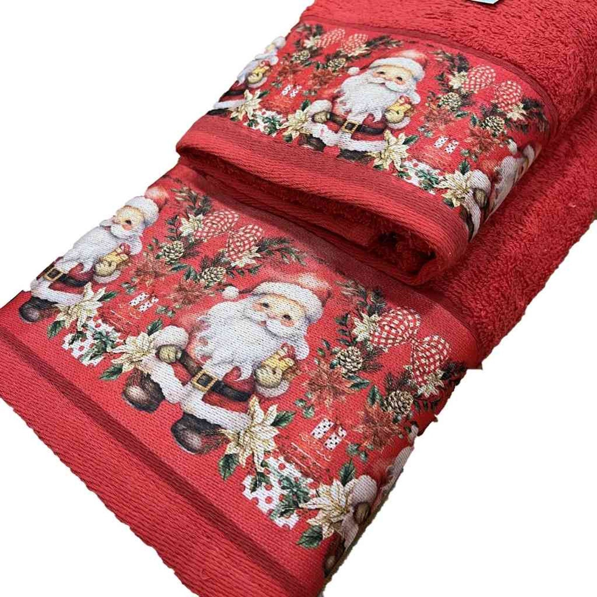 Set 2 asciugamani viso + ospite natalizio con Babbo Natale
