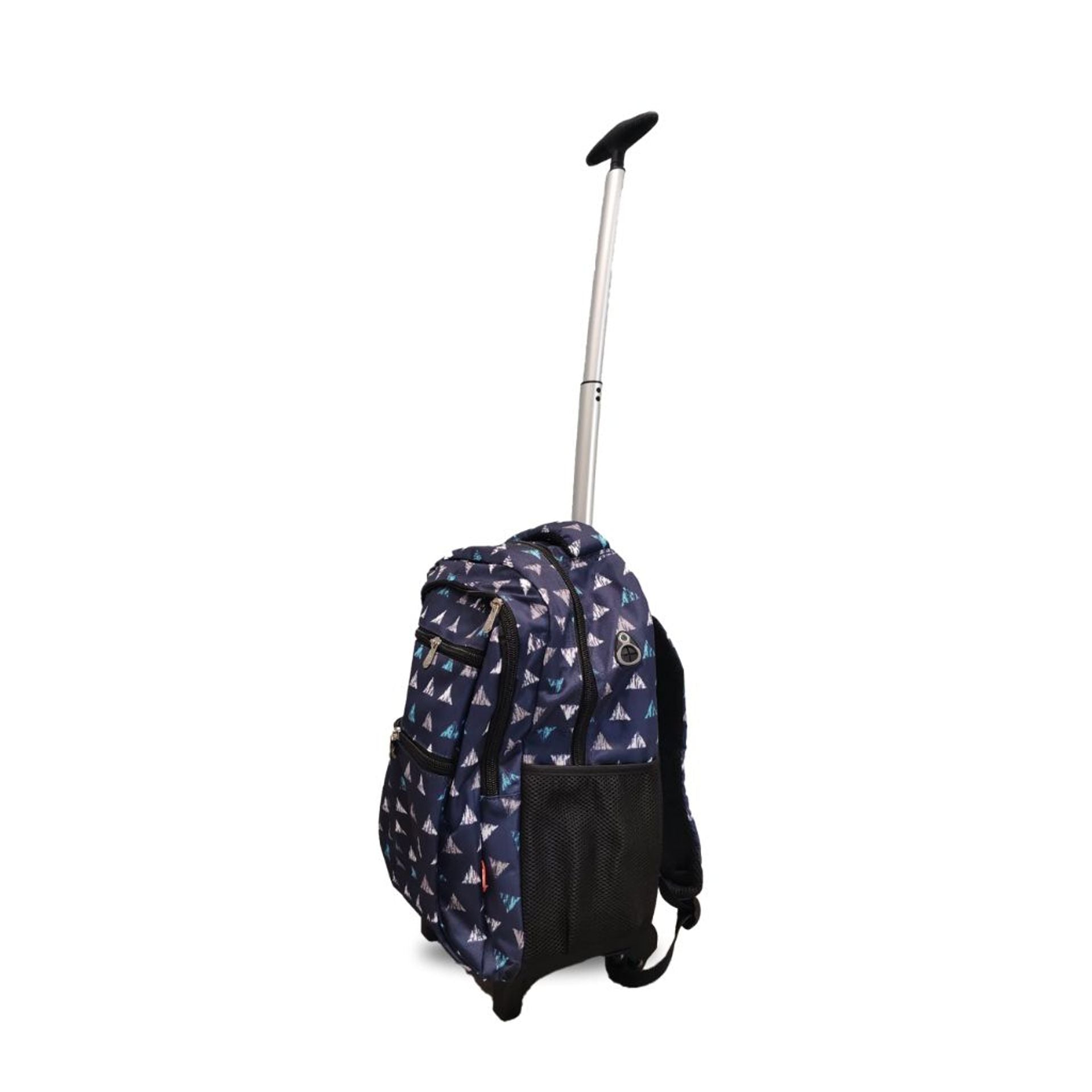 Zaino trolley scuola - bambini e ragazzi - 2 in 1 - spallacci uso zaino - fantasia triangoli sfondo blu