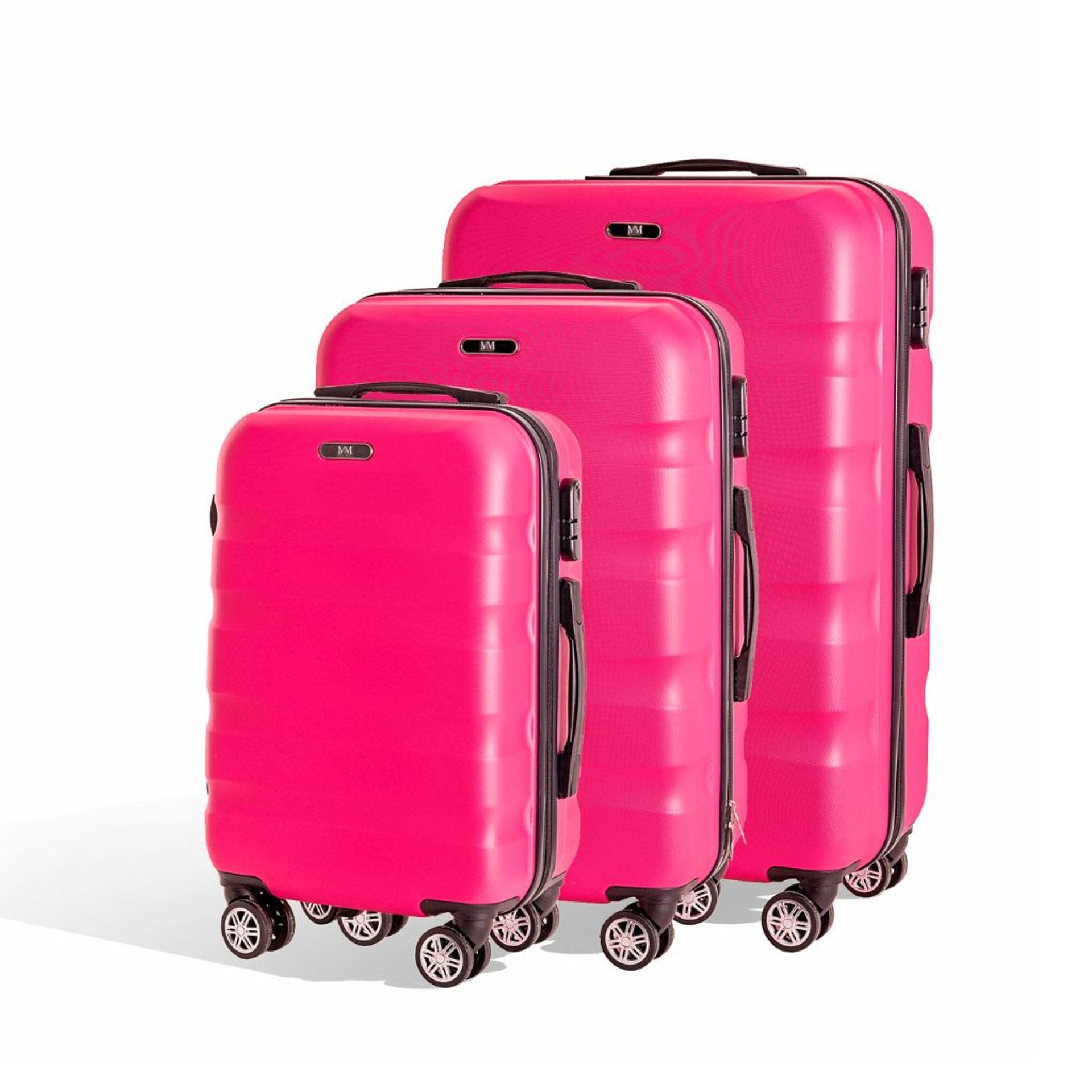 Set 3 valigie trolley rigido bagaglio a mano 56cm media 66cm grande 76,5cm con 4 ruote