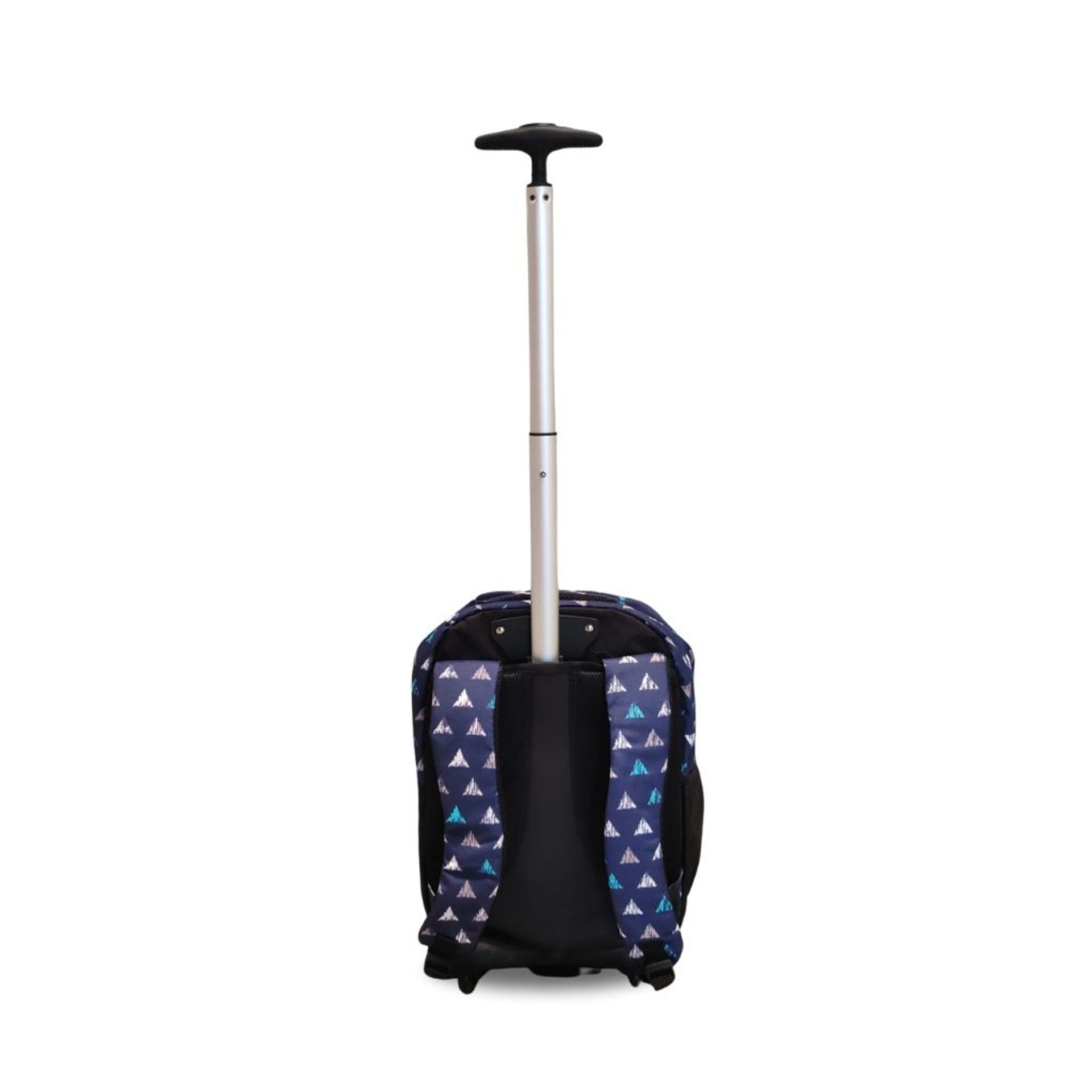 Zaino trolley scuola - bambini e ragazzi - 2 in 1 - spallacci uso zaino - fantasia triangoli sfondo blu