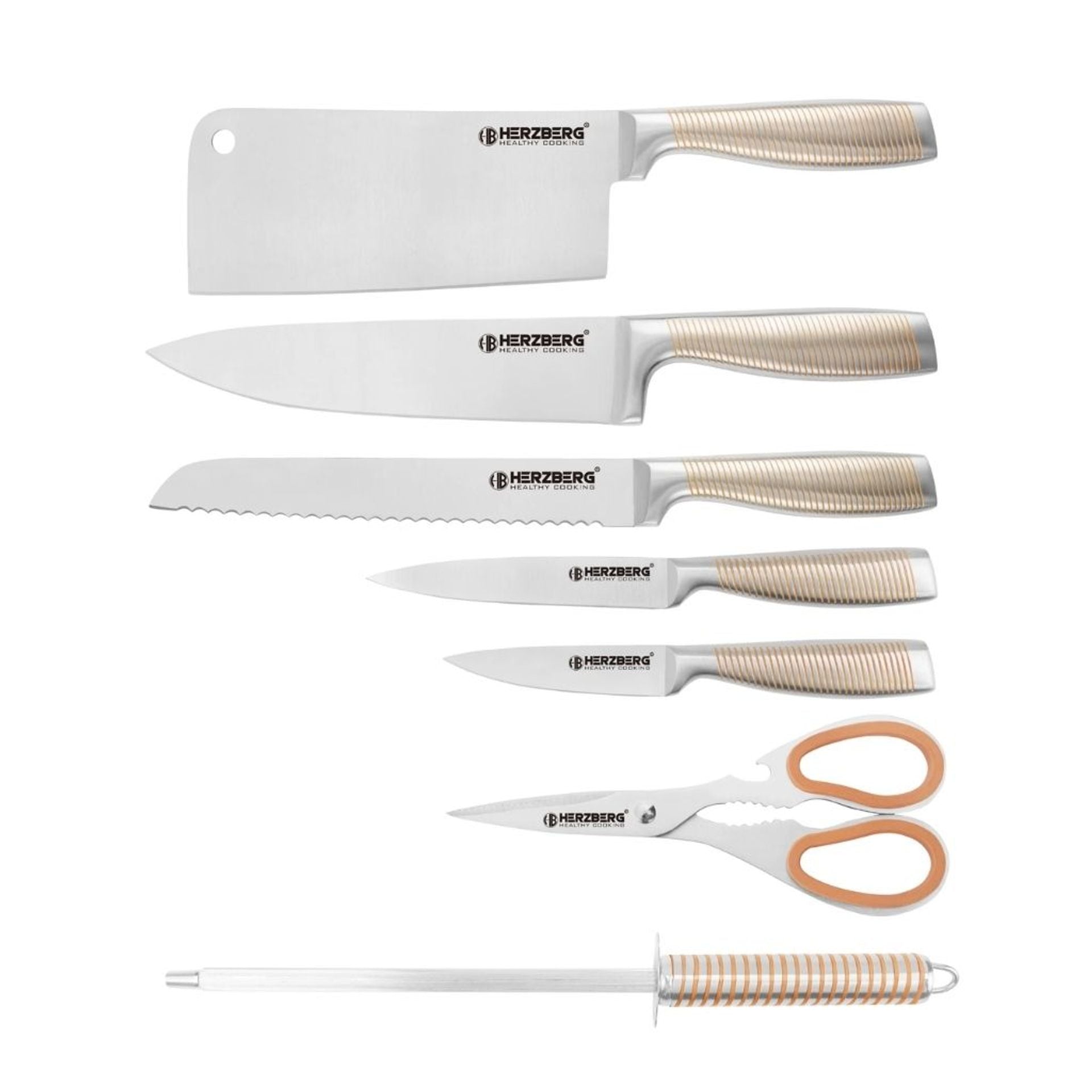 Set coltelli 7 pezzi con supporto acrilico pieghevole e girevole a 360°
