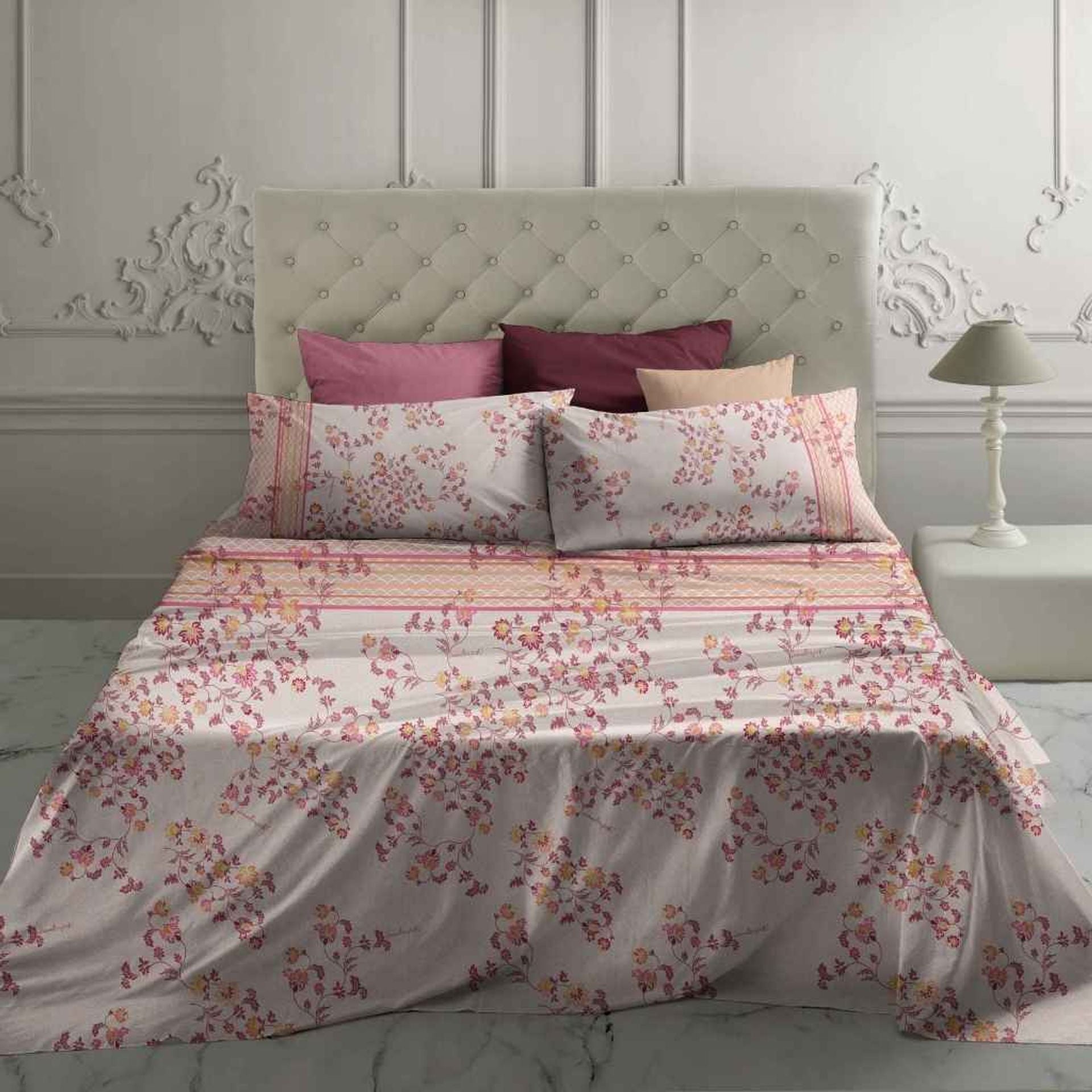 Completo letto matrimoniale maxi Monnaie 100% percalle di cotone 180 fili