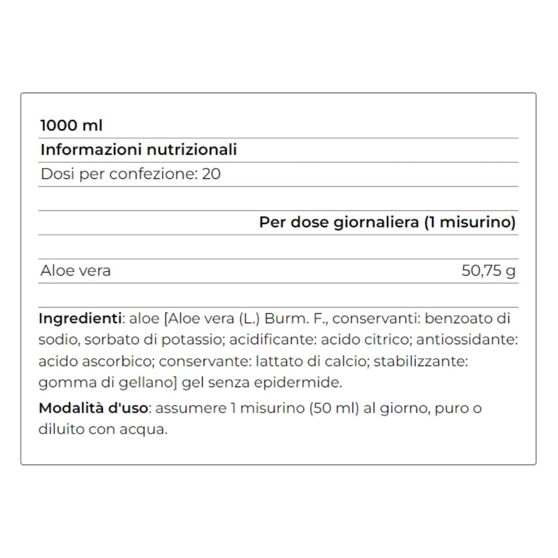 Aloe - 1000 ml - Azione Emolliente e Lenitiva per il Sistema Digerente