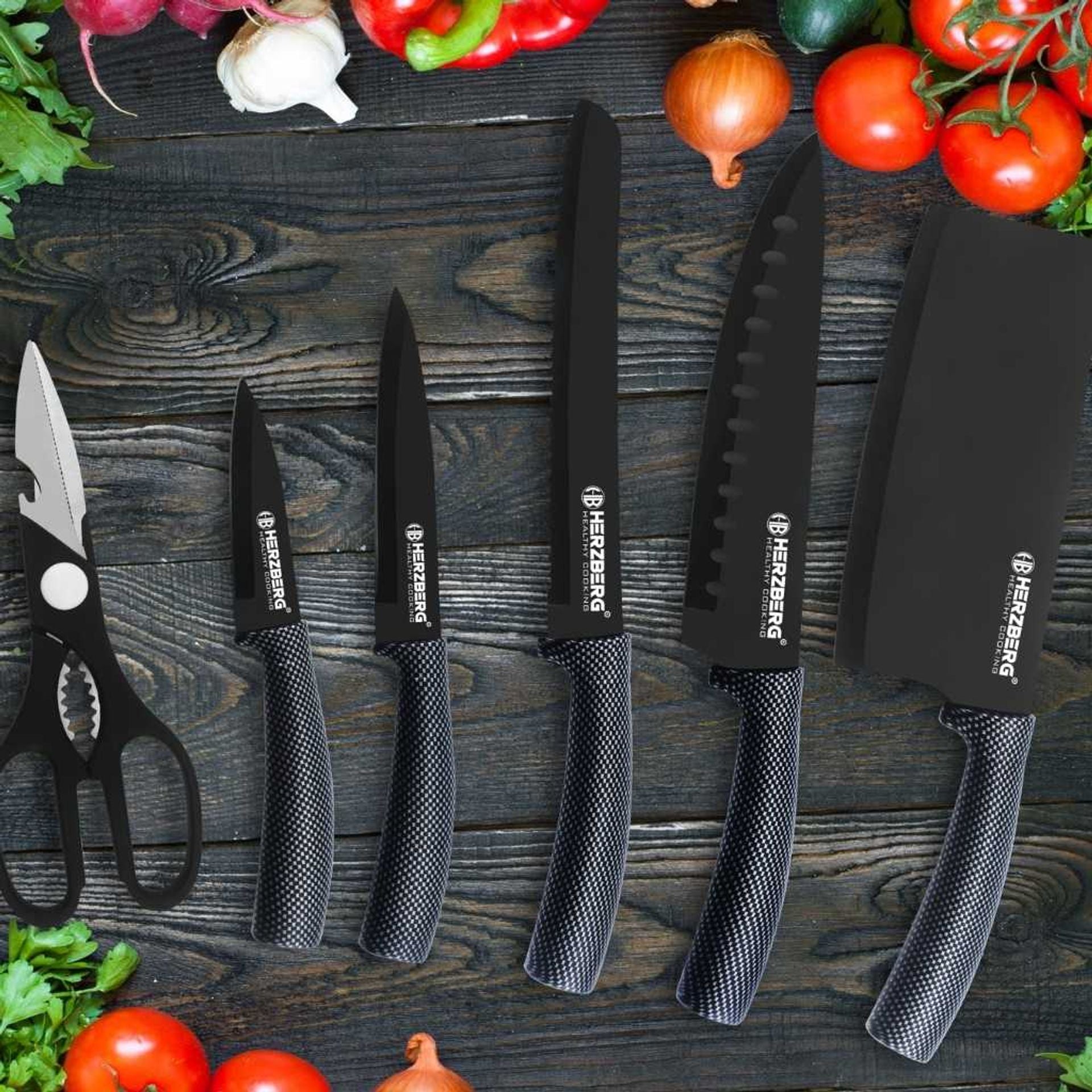 Set coltelli 7 pezzi con supporto in acrilico