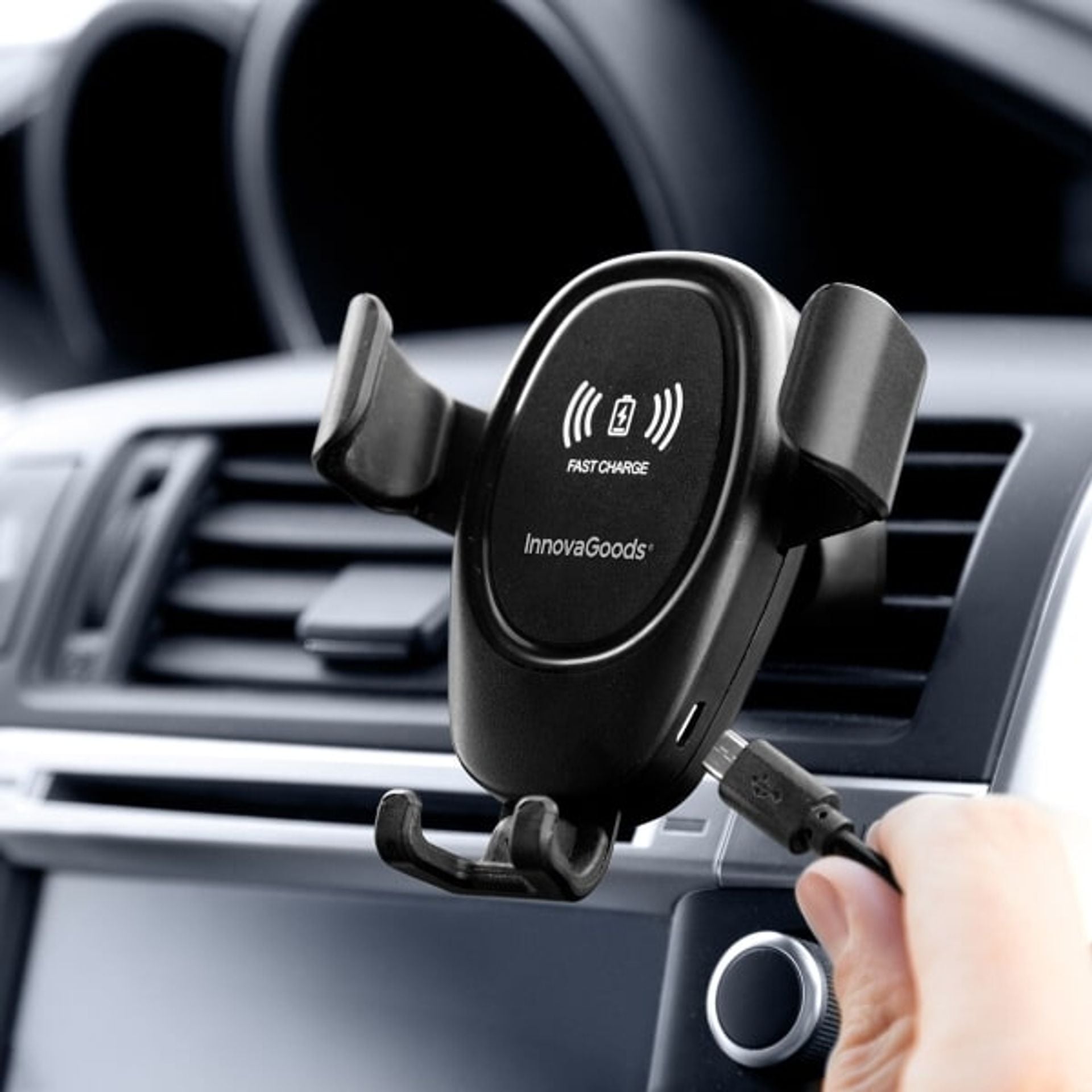 Supporto per cellulare con caricabatterie senza fili per auto