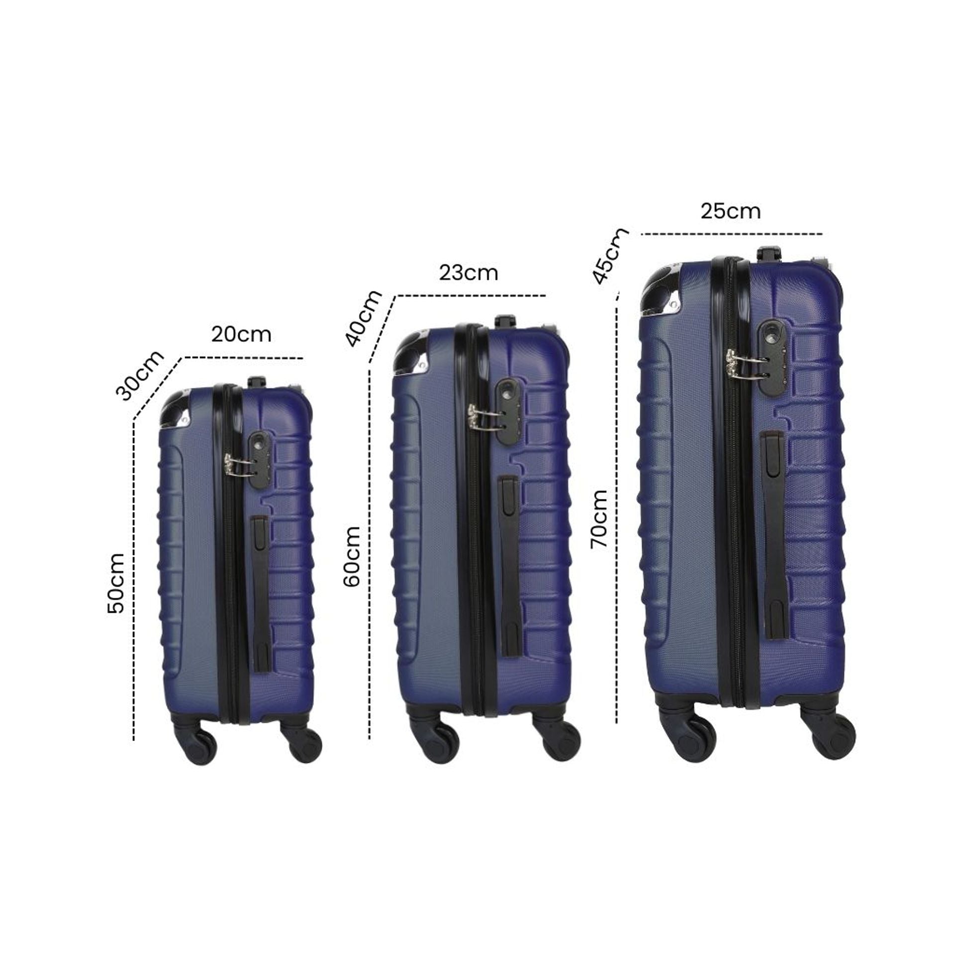 Set 3 valigie trolley rigide - bagaglio a mano - media - grande