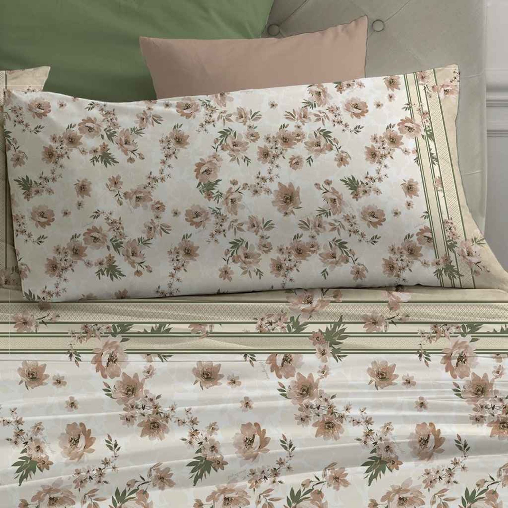 Completo letto matrimoniale maxi Brigitte 100% percalle di cotone 180 fili