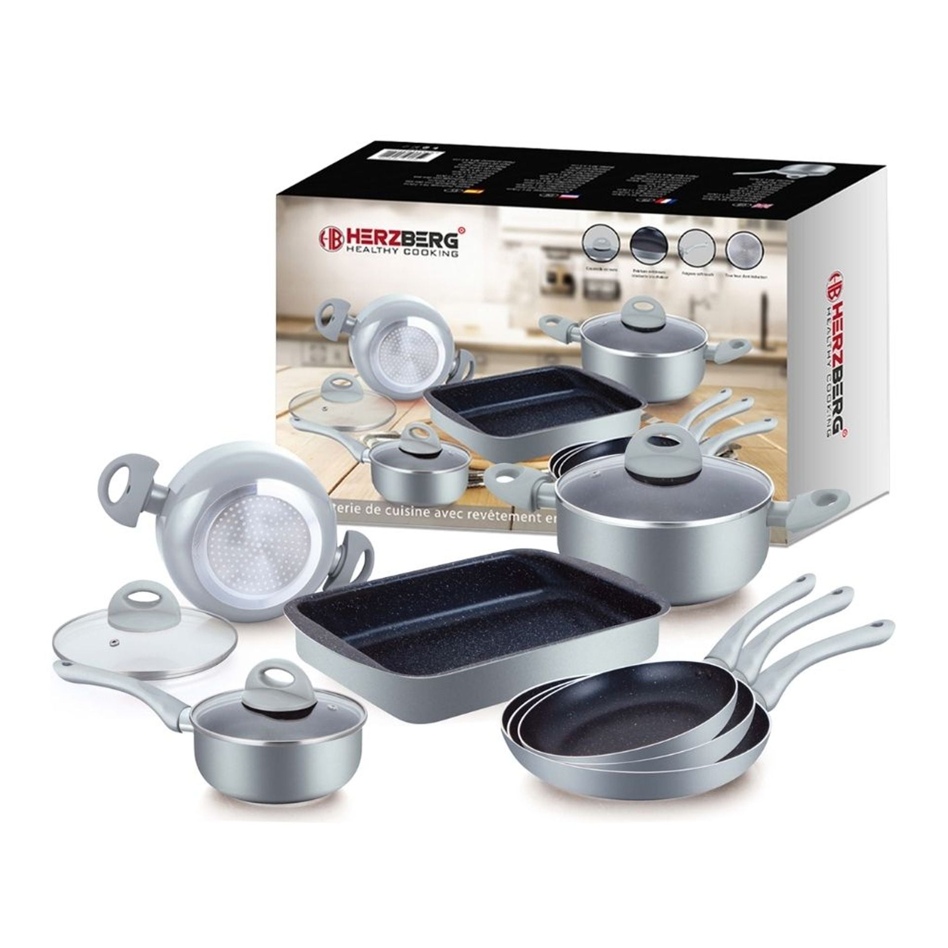 Set padelle 10 pezzi rivestite in marmo