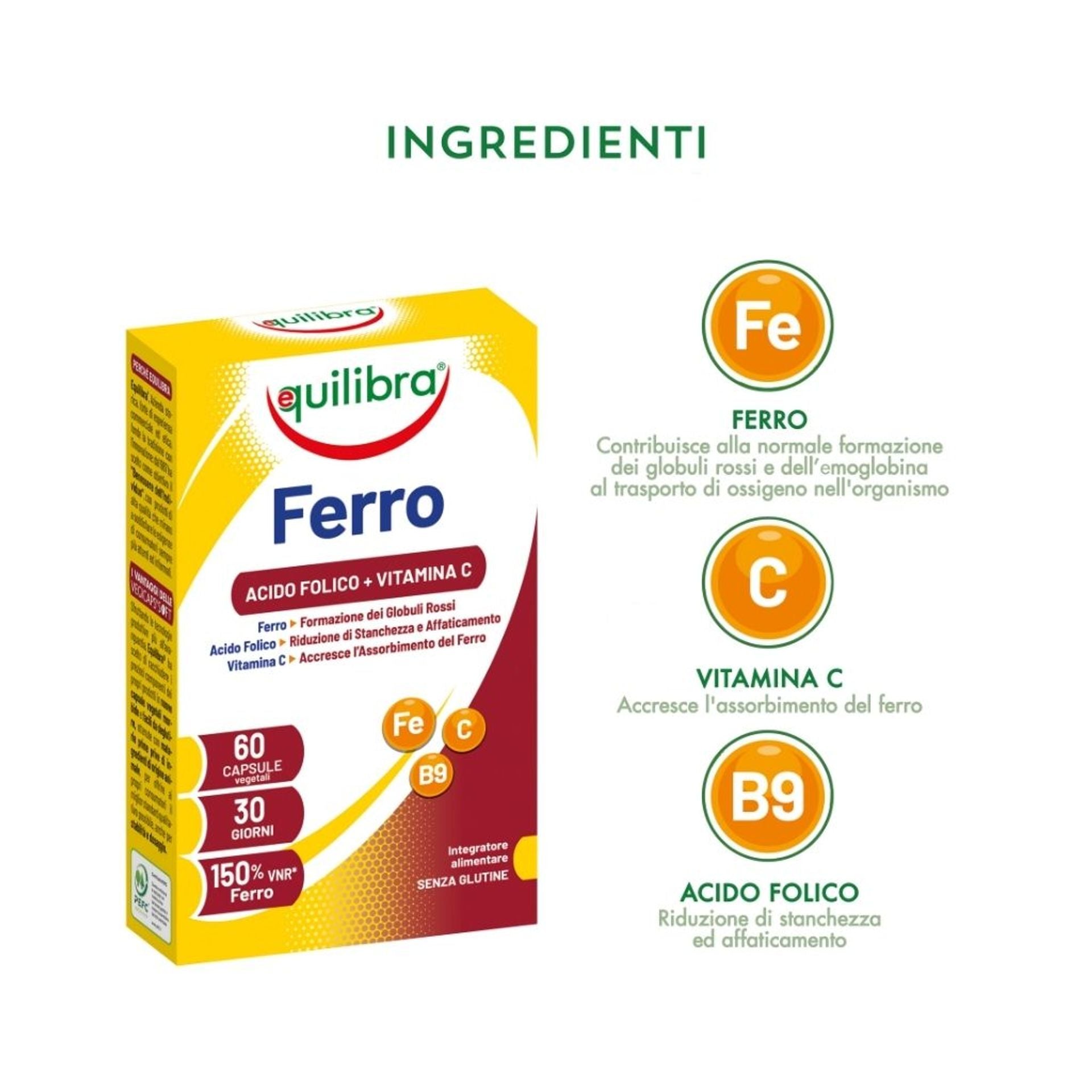 Ferro con Acido Folico + Vitamina C 60 perle