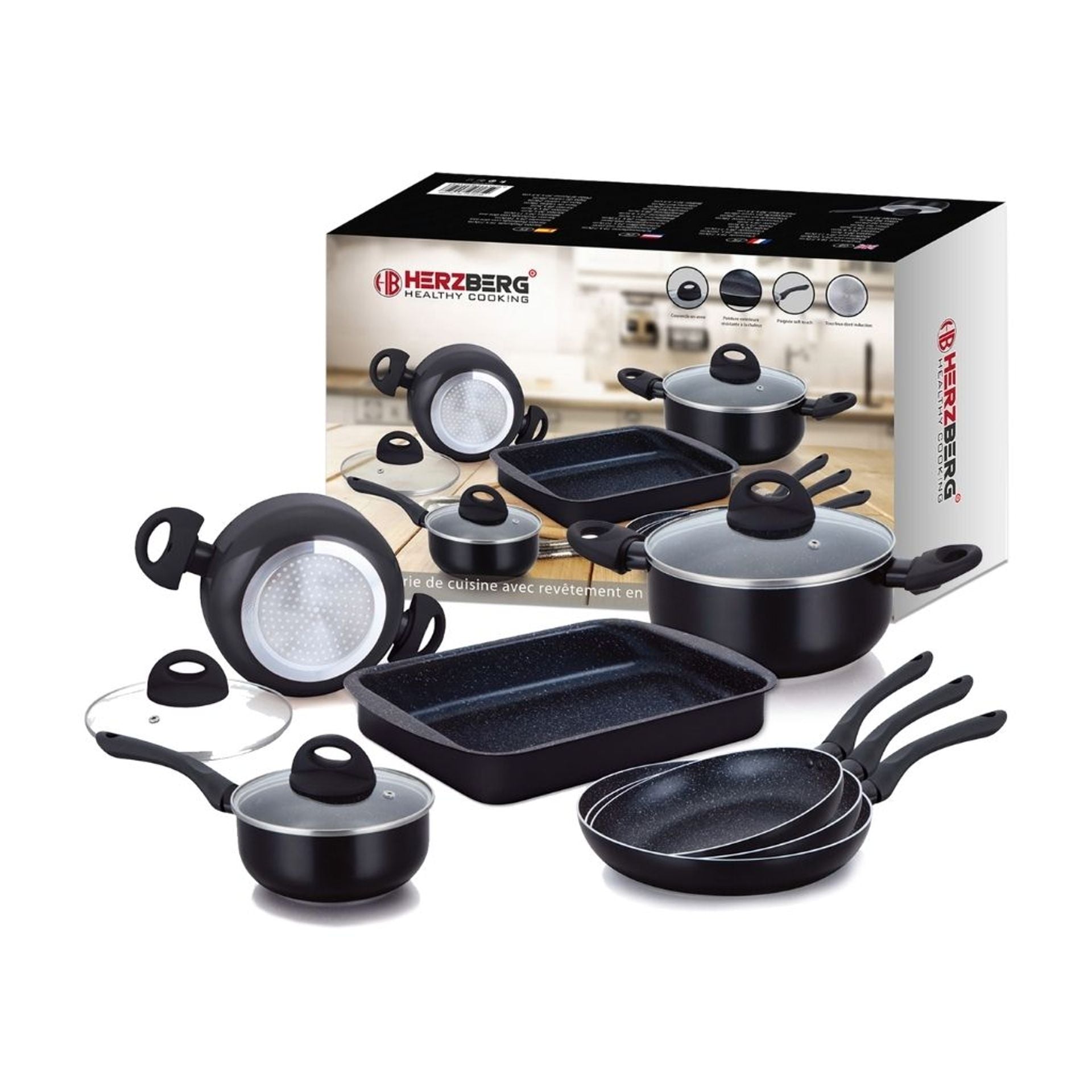 Set padelle 10 pezzi rivestite in marmo