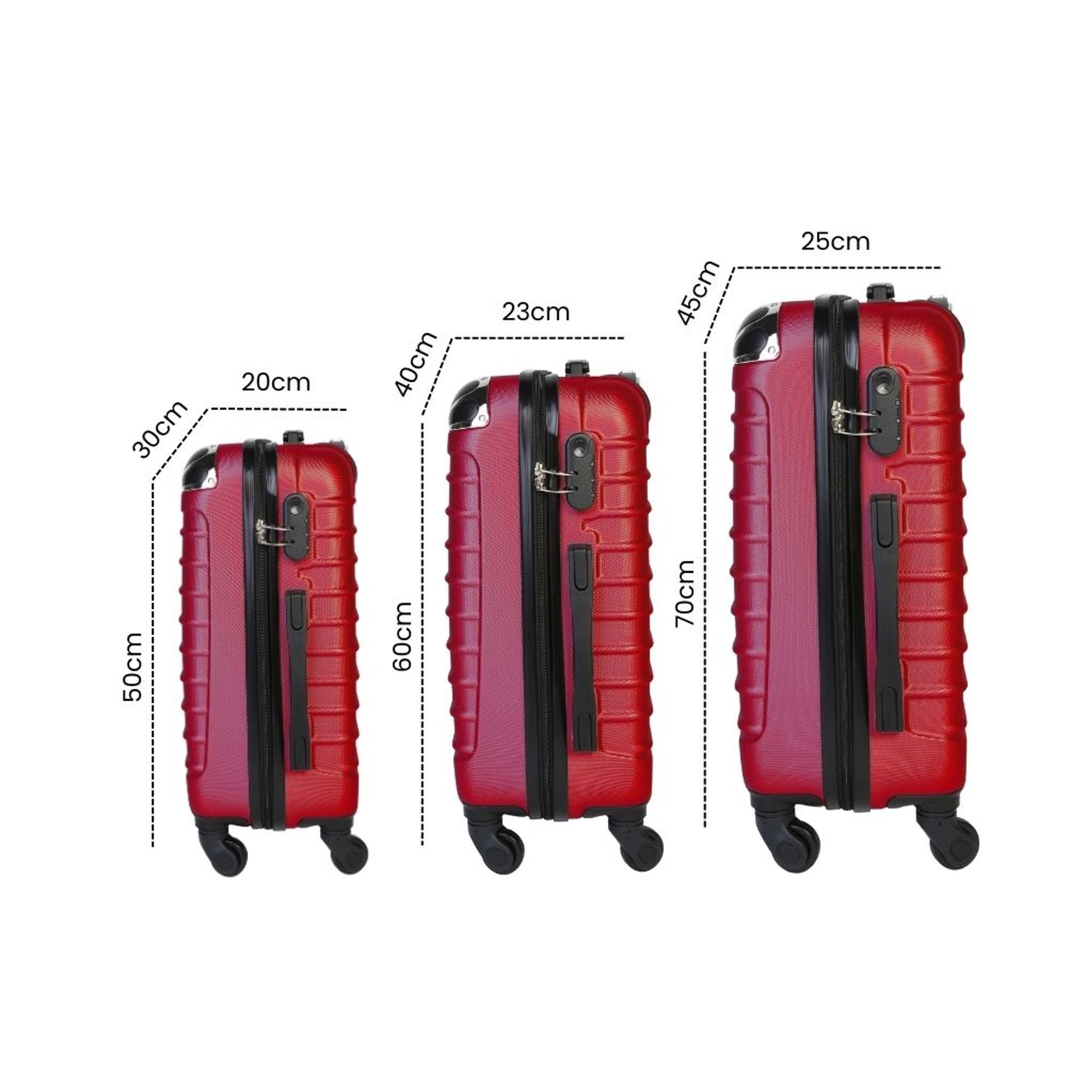 Set 3 valigie trolley rigide - bagaglio a mano - media - grande
