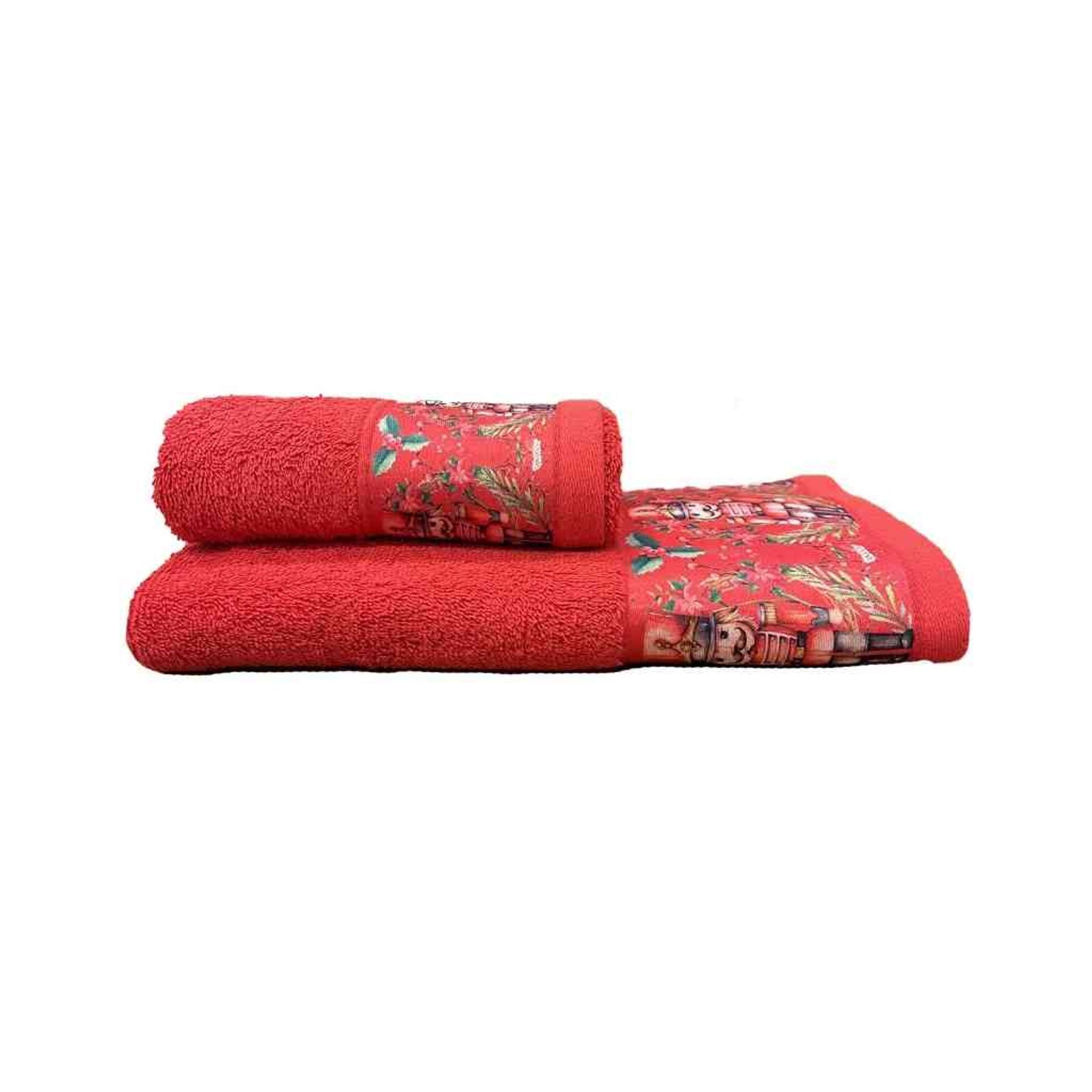 Set 2 asciugamani viso + ospite natalizio con schiaccianoci