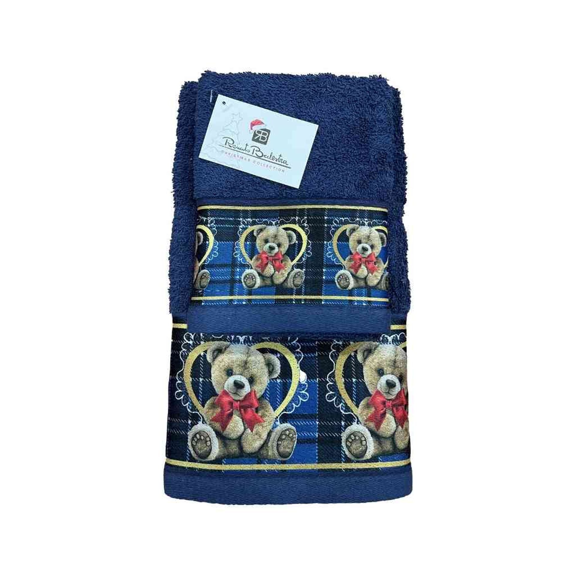 Set 2 asciugamani viso + ospite natalizio con orsetto