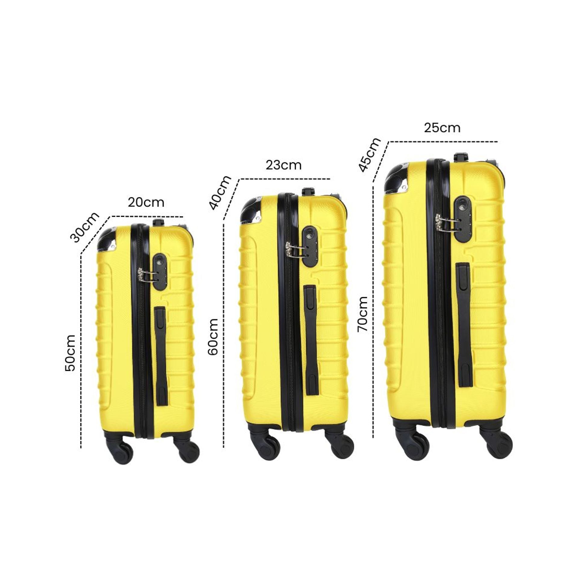 Set 3 valigie trolley rigide - bagaglio a mano - media - grande