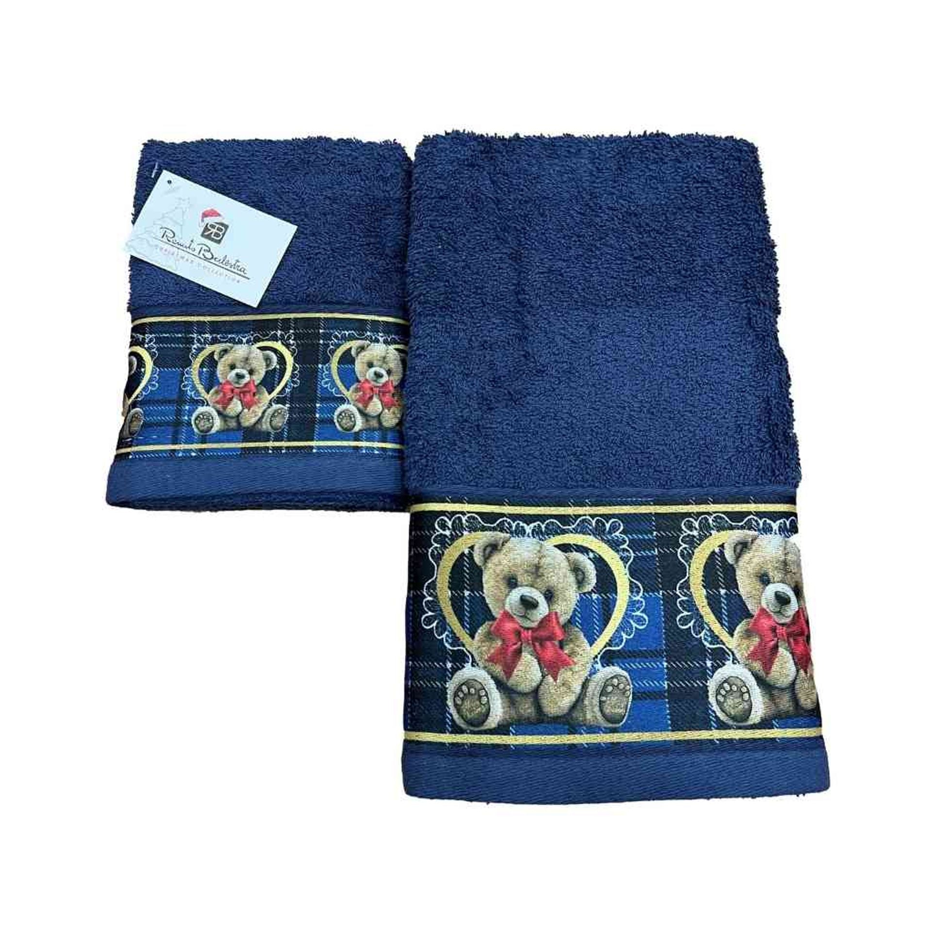 Set 2 asciugamani viso + ospite natalizio con orsetto