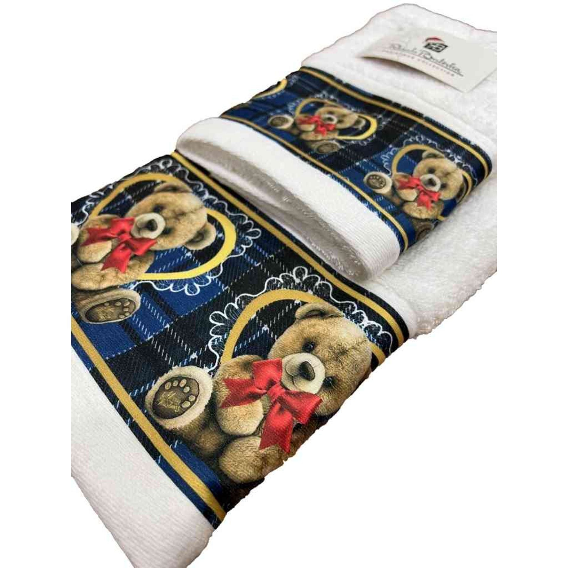 Set 2 asciugamani viso + ospite natalizio con orsetto