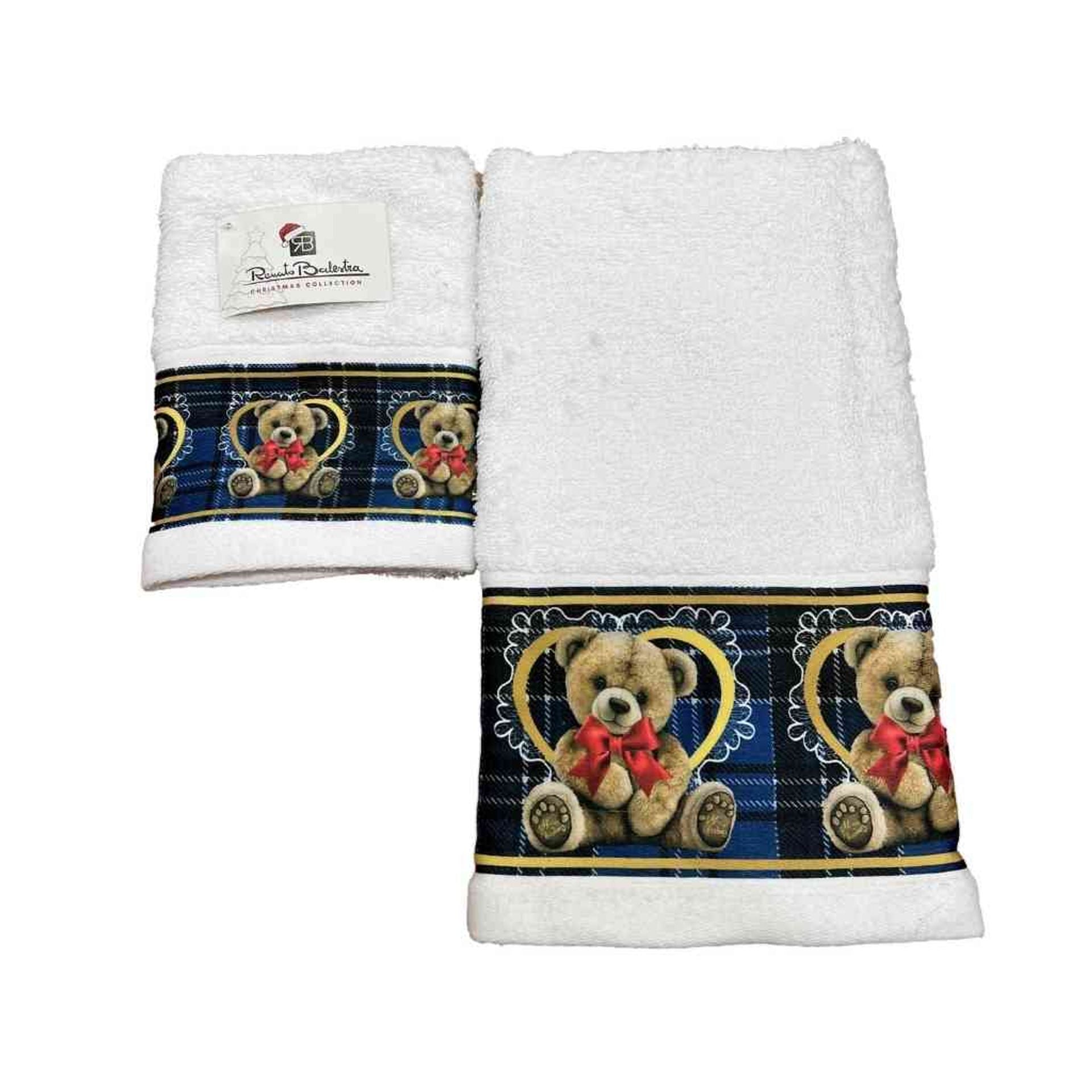 Set 2 asciugamani viso + ospite natalizio con orsetto