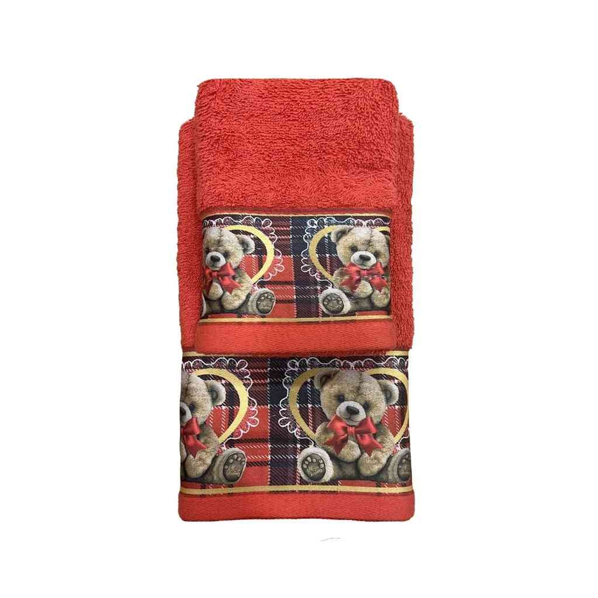 Set 2 asciugamani viso + ospite natalizio con orsetto