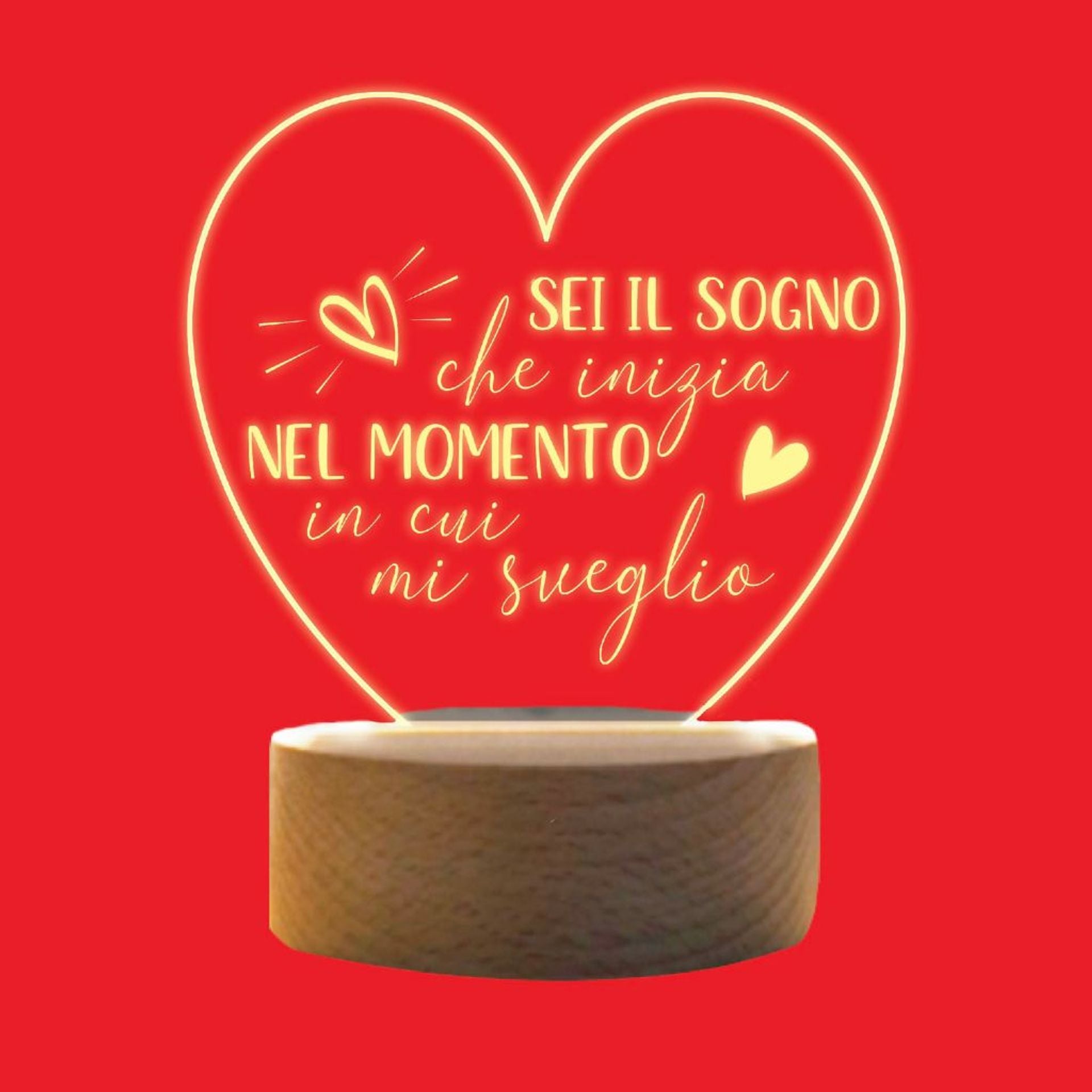 Lampada plexy cuore con scritta