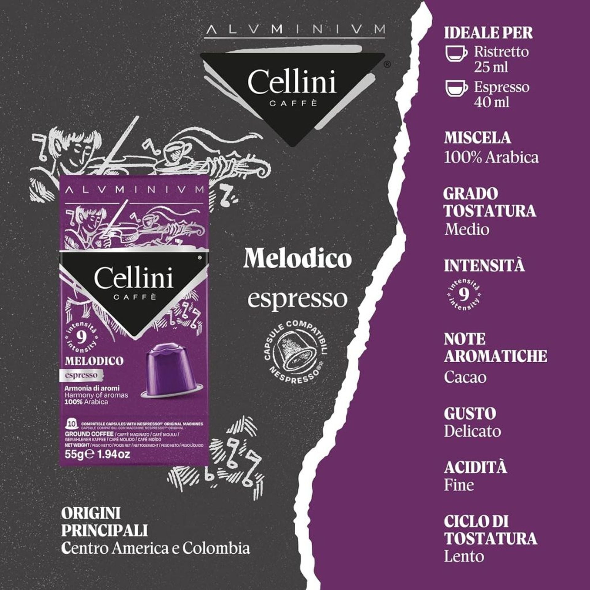 100 capsule miscela Melodico alluminio compatibili Nespresso
