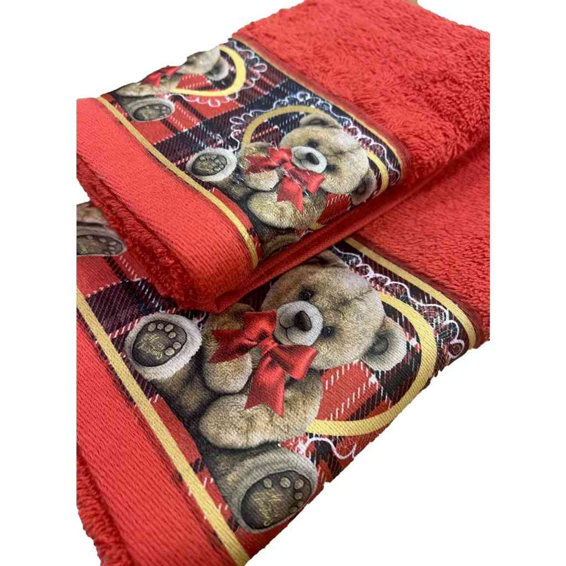 Set 2 asciugamani viso + ospite natalizio con orsetto