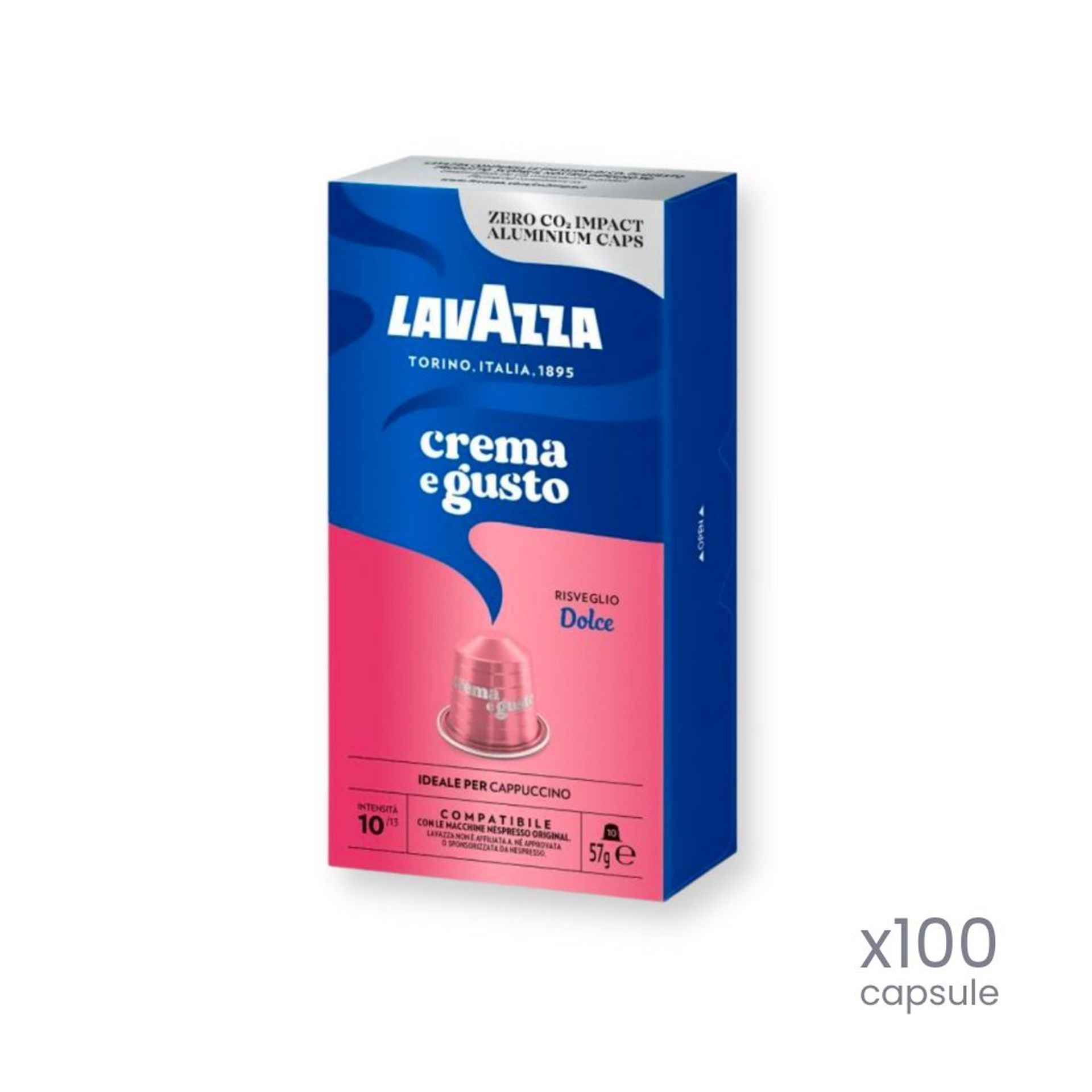 100 capsule Crema e Gusto Dolce alluminio compatibili Nespresso