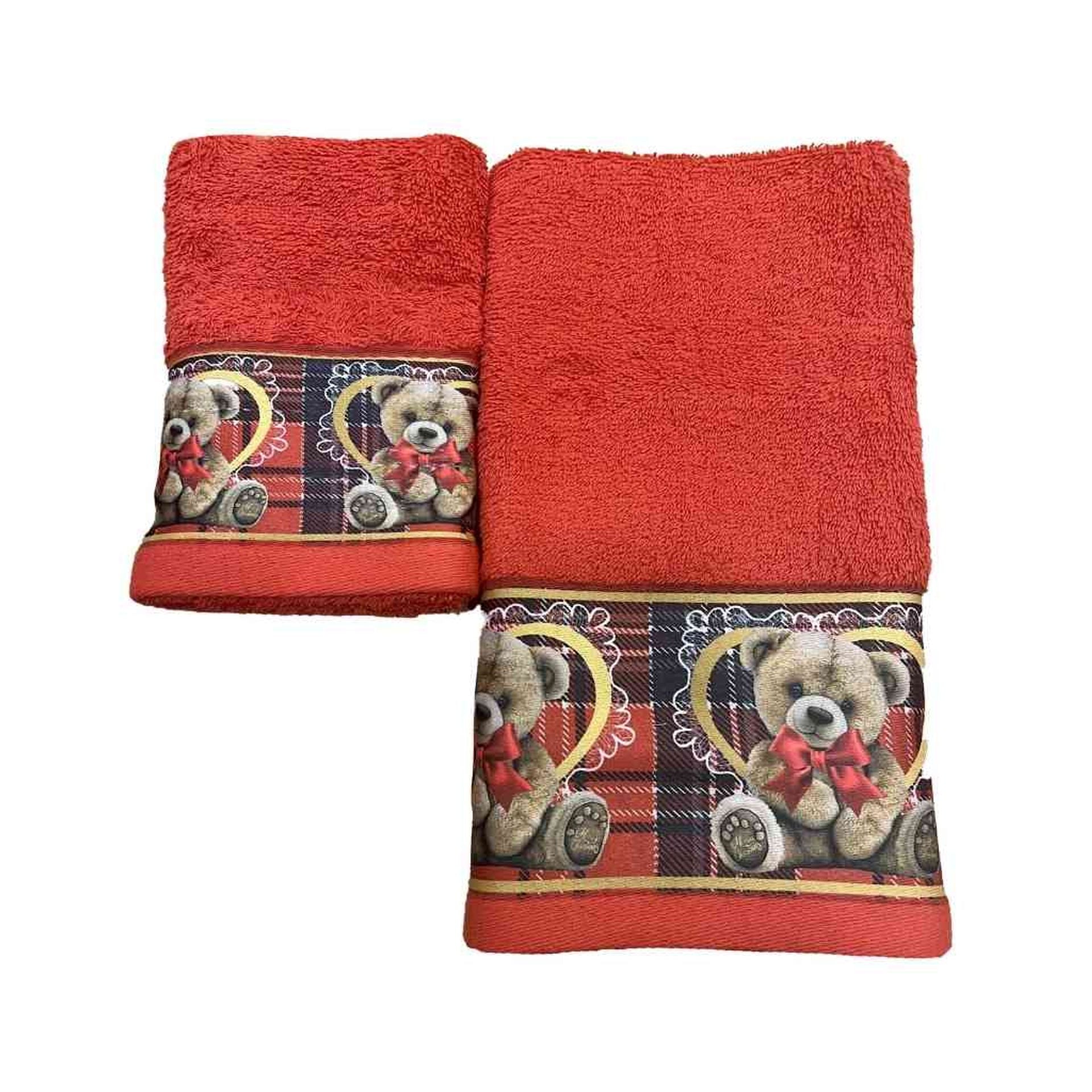 Set 2 asciugamani viso + ospite natalizio con orsetto