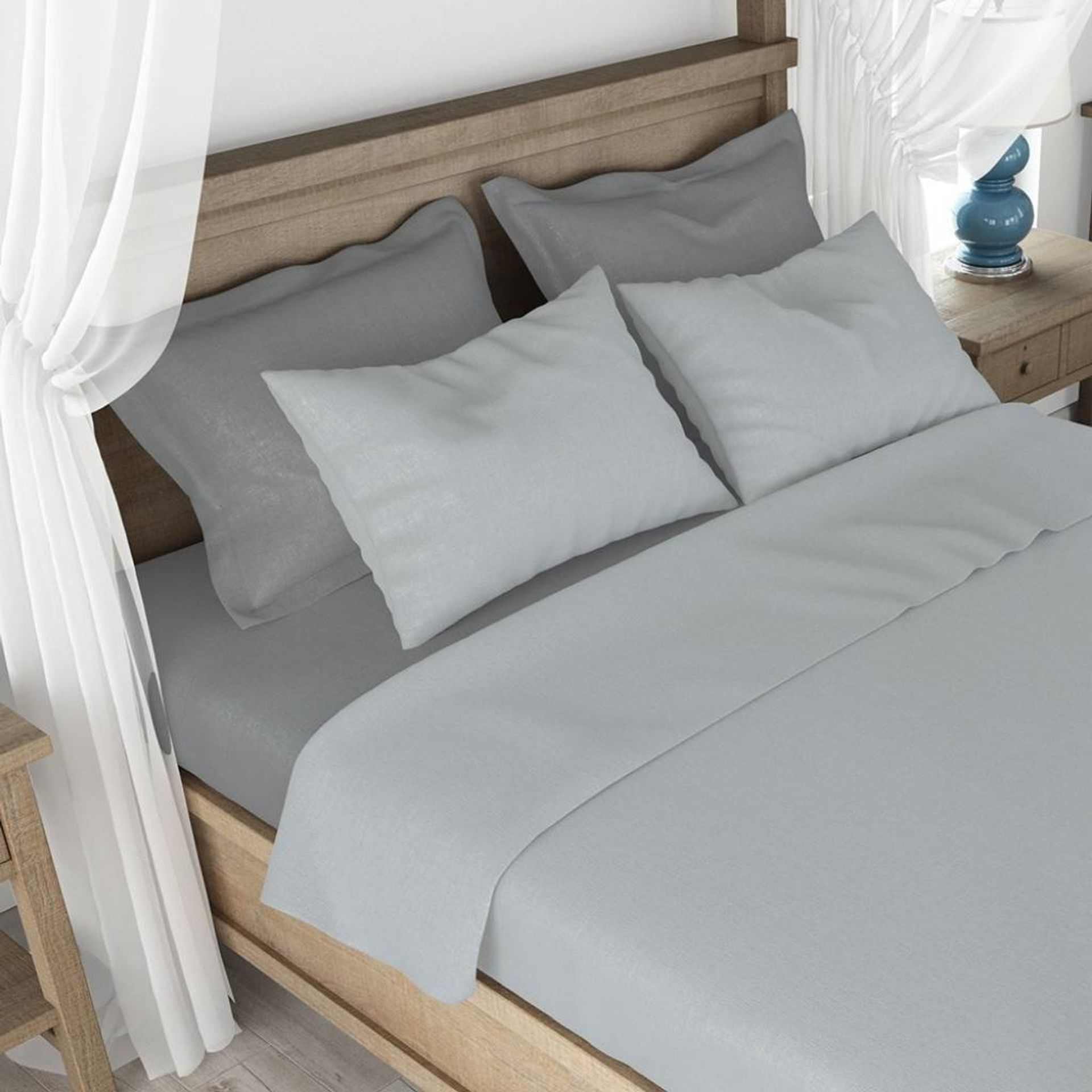 Set completo letto lenzuola no stiro microfibra bicolore
