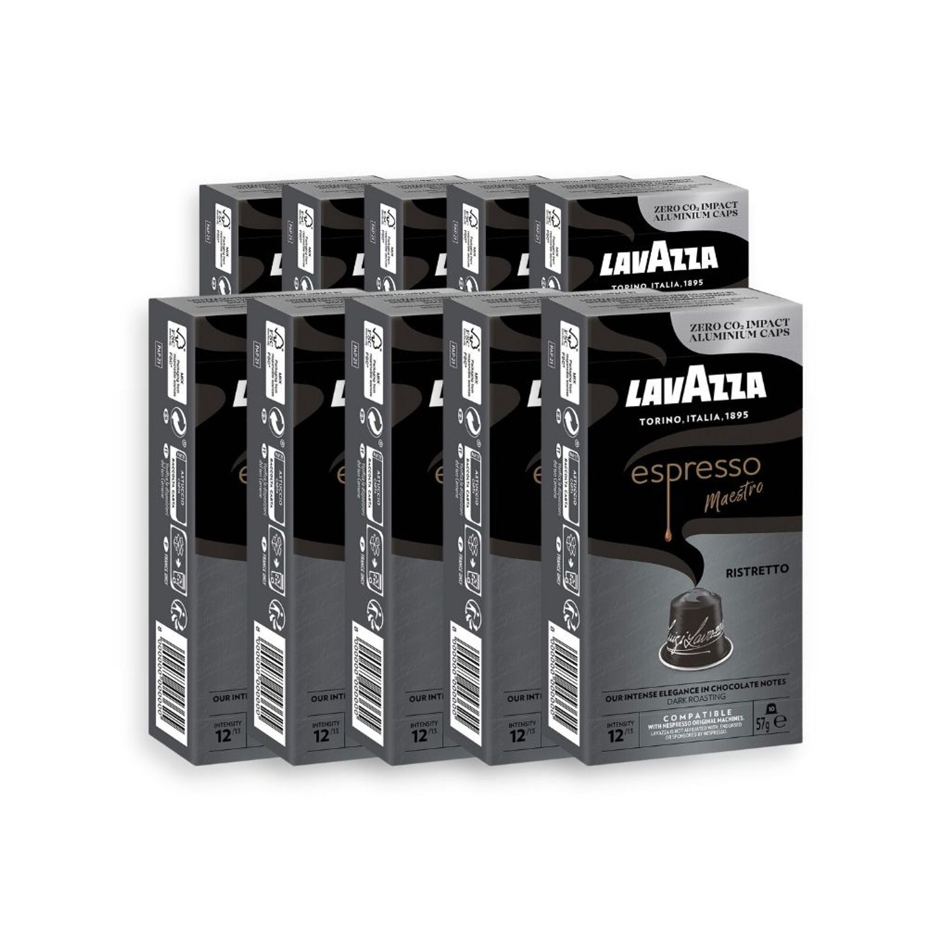 100 capsule Espresso Maestro Ristretto alluminio compatibili Nespresso