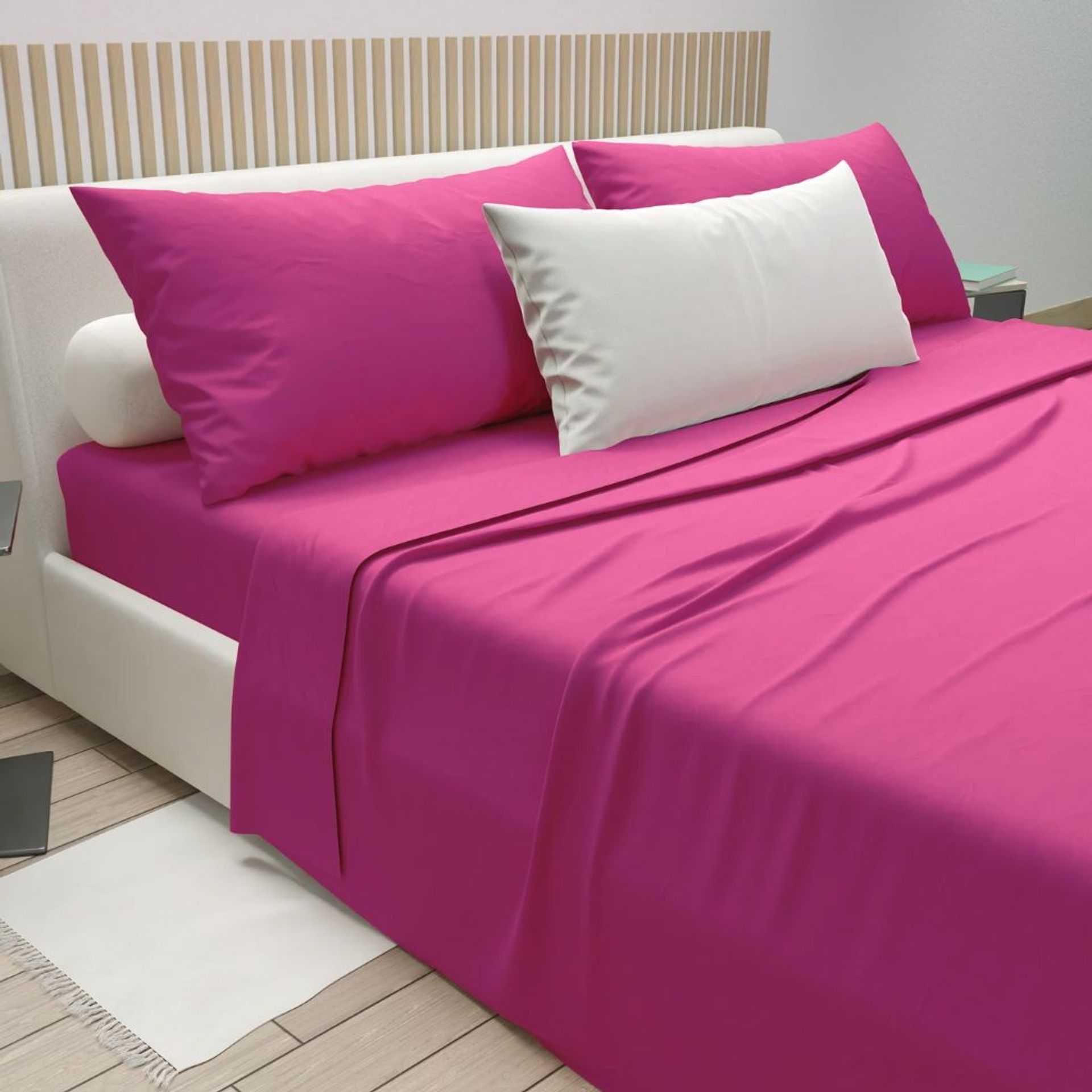Set Completo Letto Lenzuola - 100% Cotone - Tinta Unita