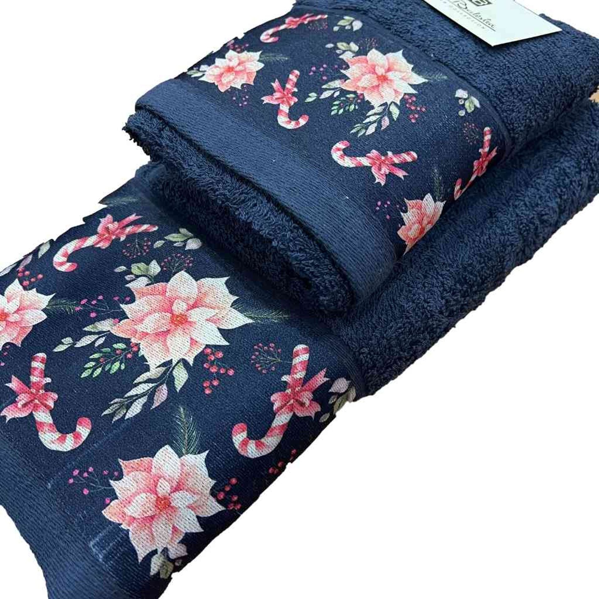 Set 2 asciugamani viso + ospite natalizio con fiore