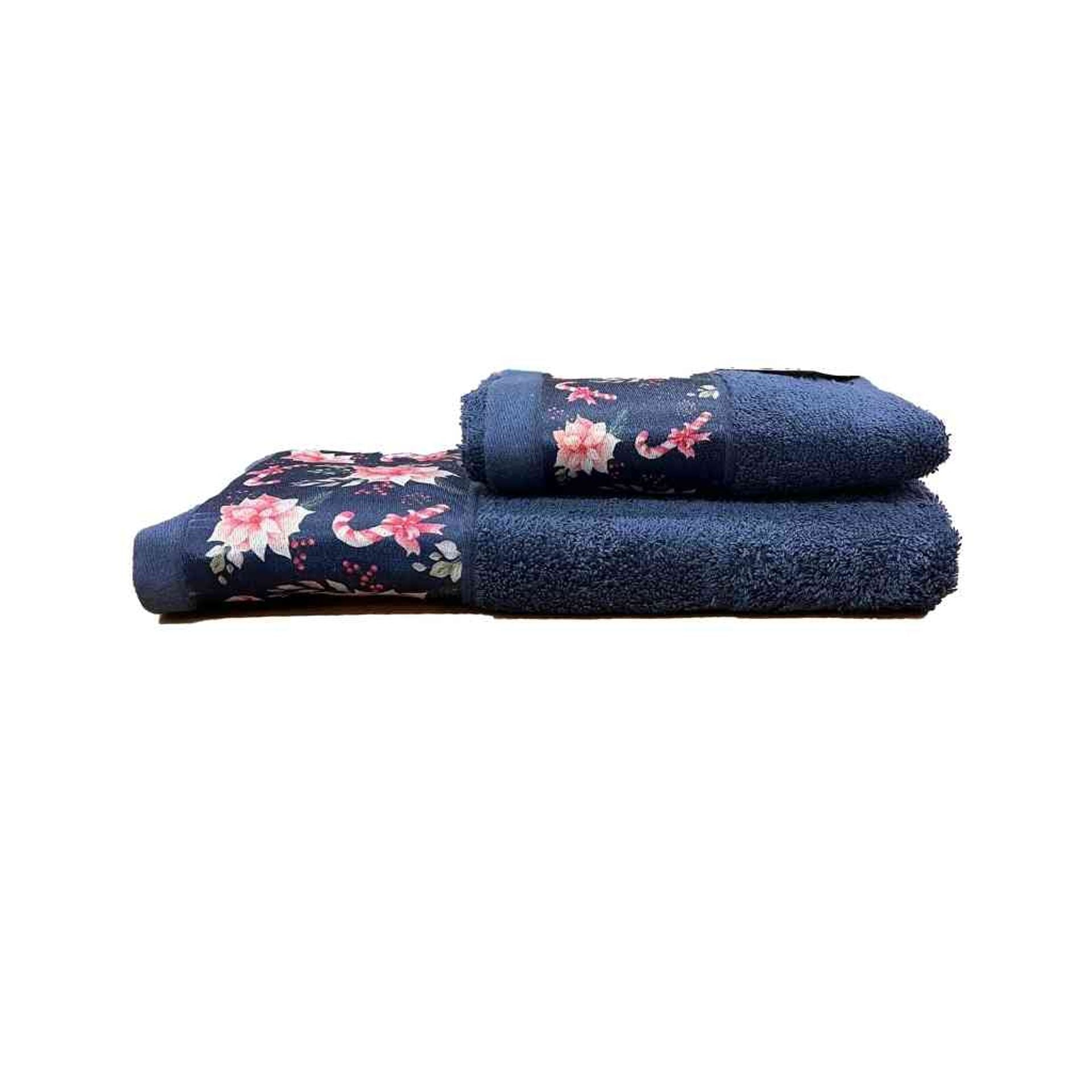 Set 2 asciugamani viso + ospite natalizio con fiore