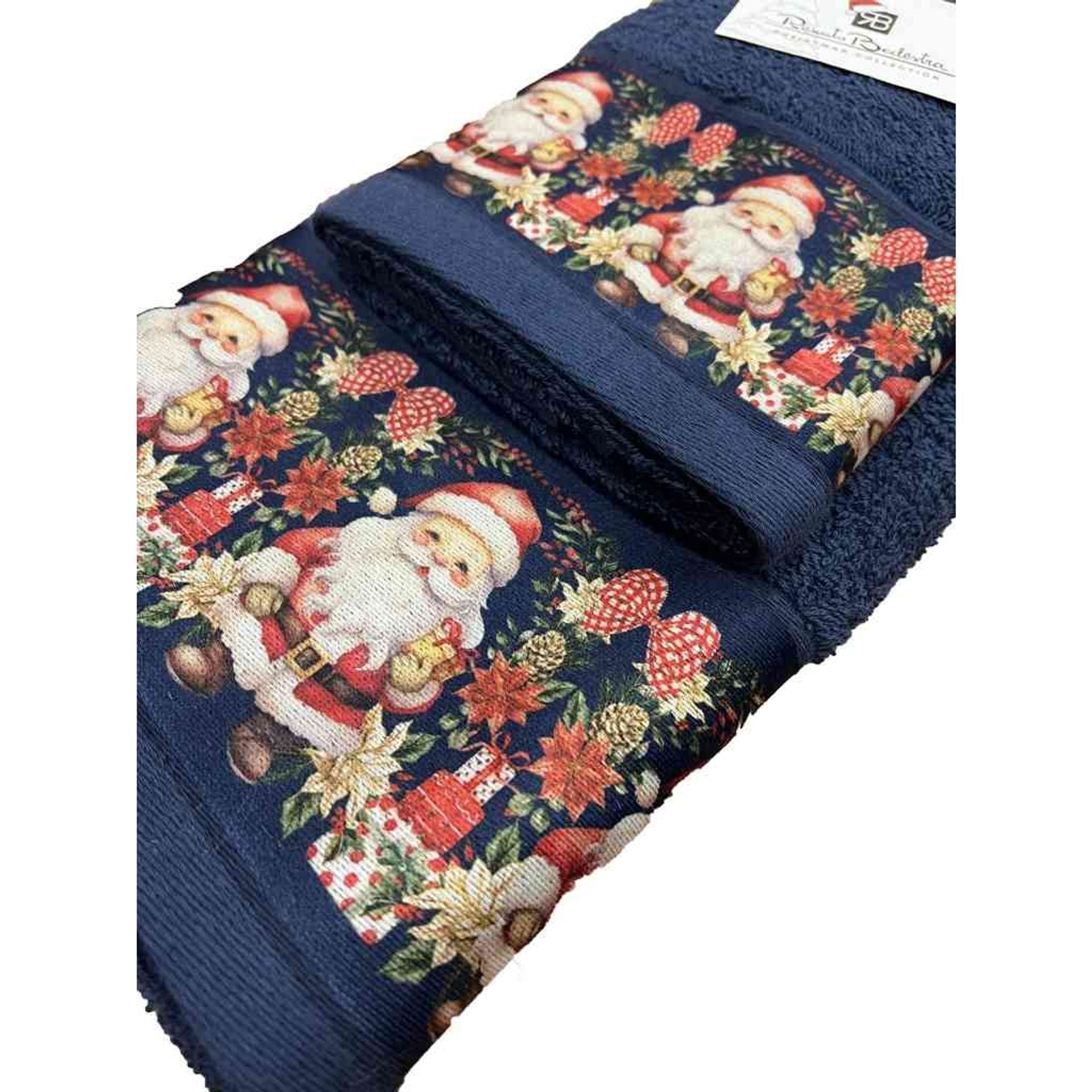 Set 2 asciugamani viso + ospite natalizio con Babbo Natale