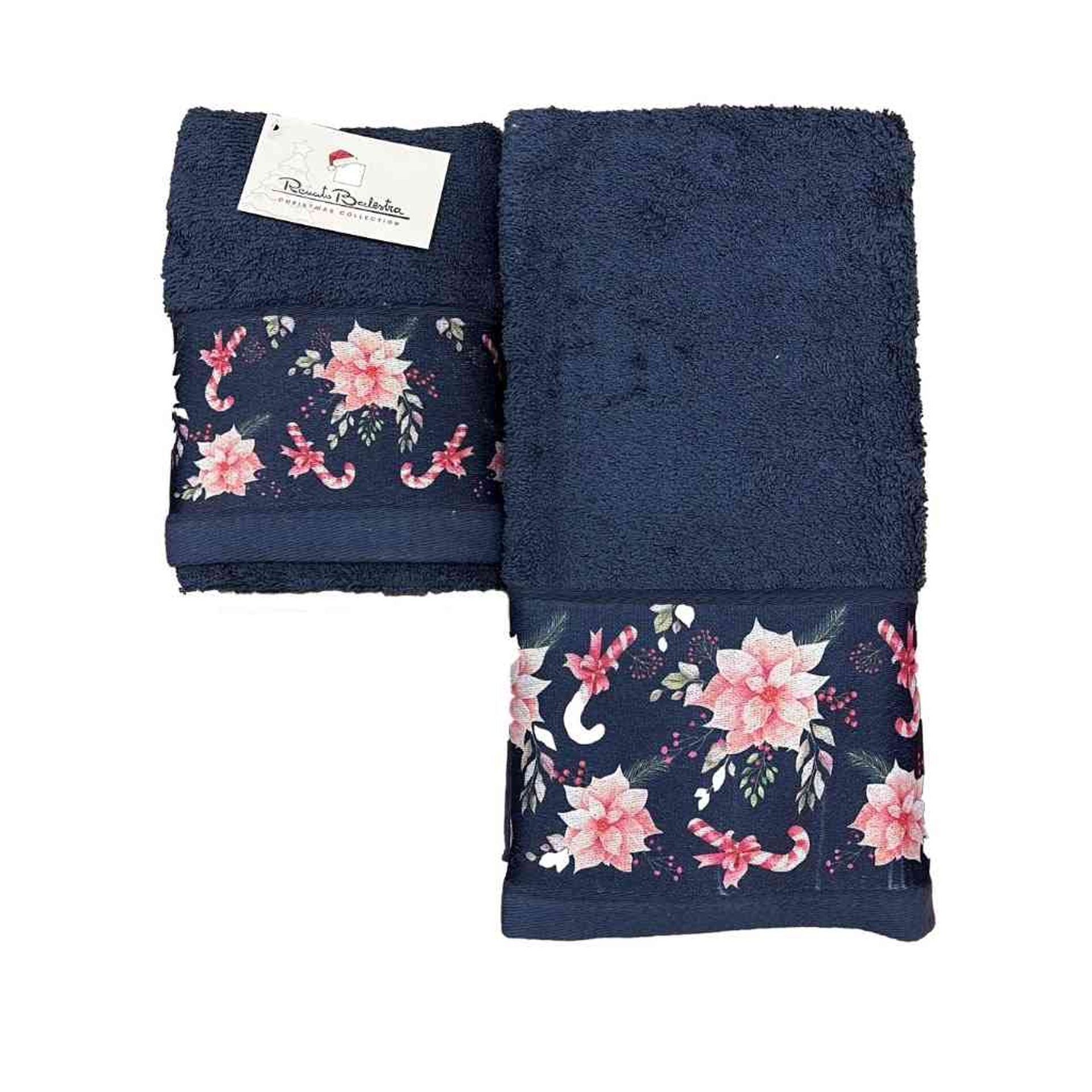 Set 2 asciugamani viso + ospite natalizio con fiore