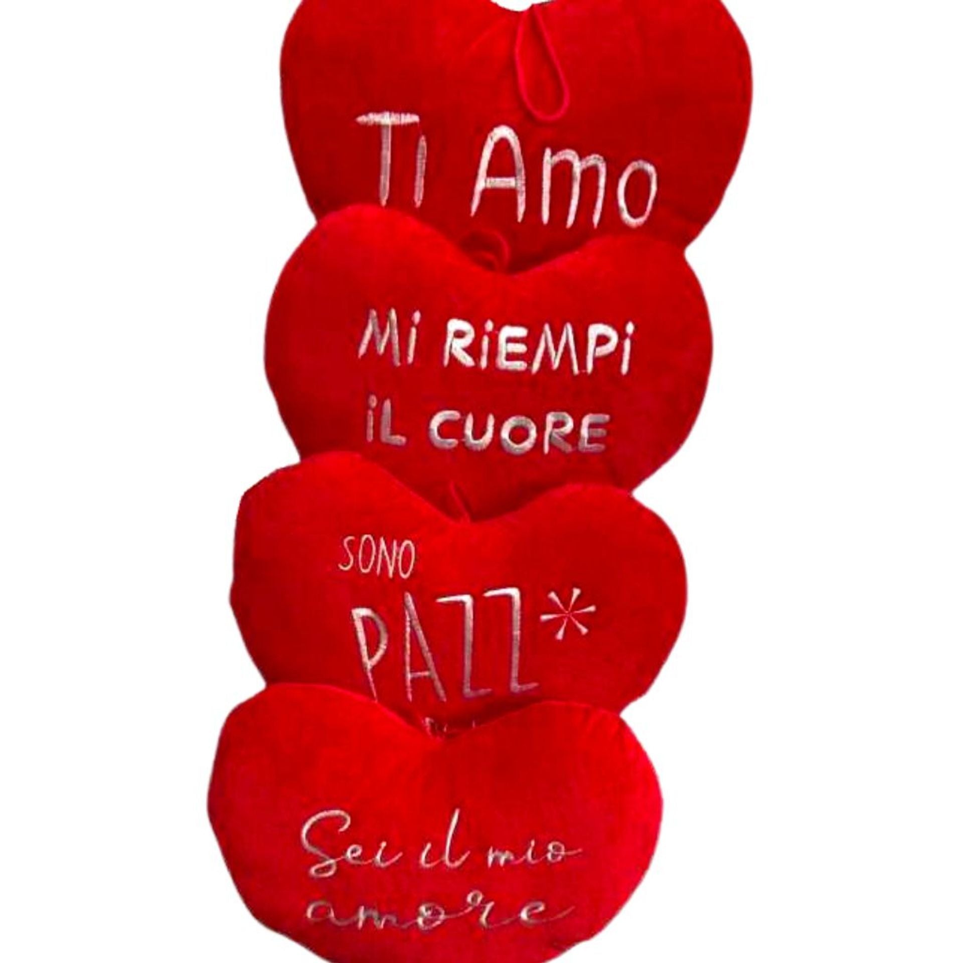 Kit 4 morbidi cuscini a forma di cuore 35 cm