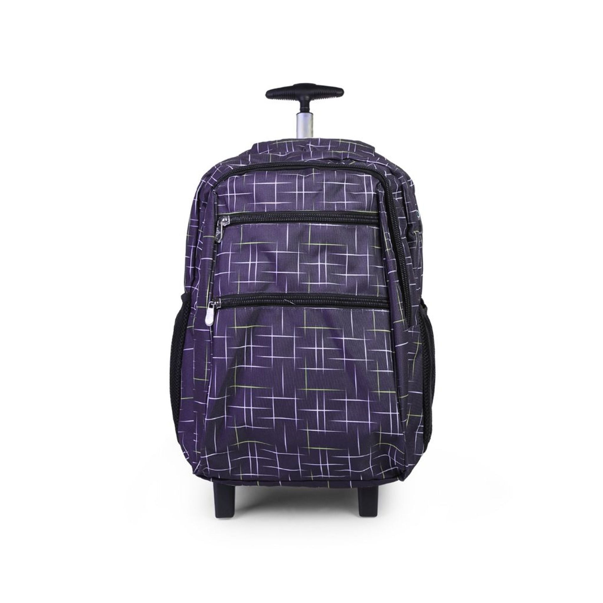 Zaino trolley scuola - bambini e ragazzi - 2 in 1 - spallacci uso zaino - fantasia righe sfondo blu