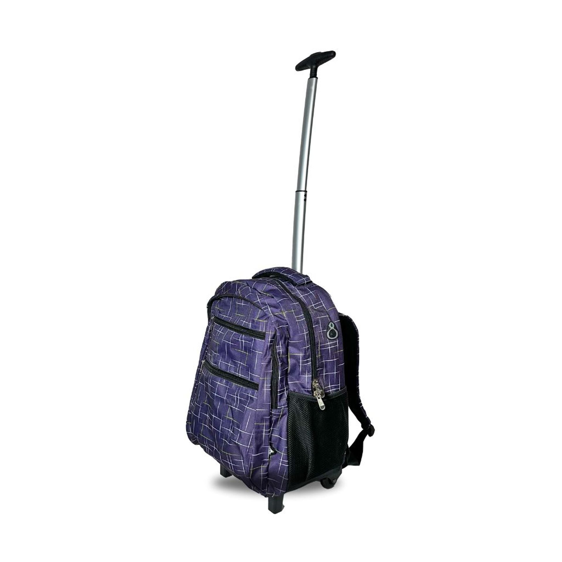 Zaino trolley scuola - bambini e ragazzi - 2 in 1 - spallacci uso zaino - fantasia righe sfondo blu