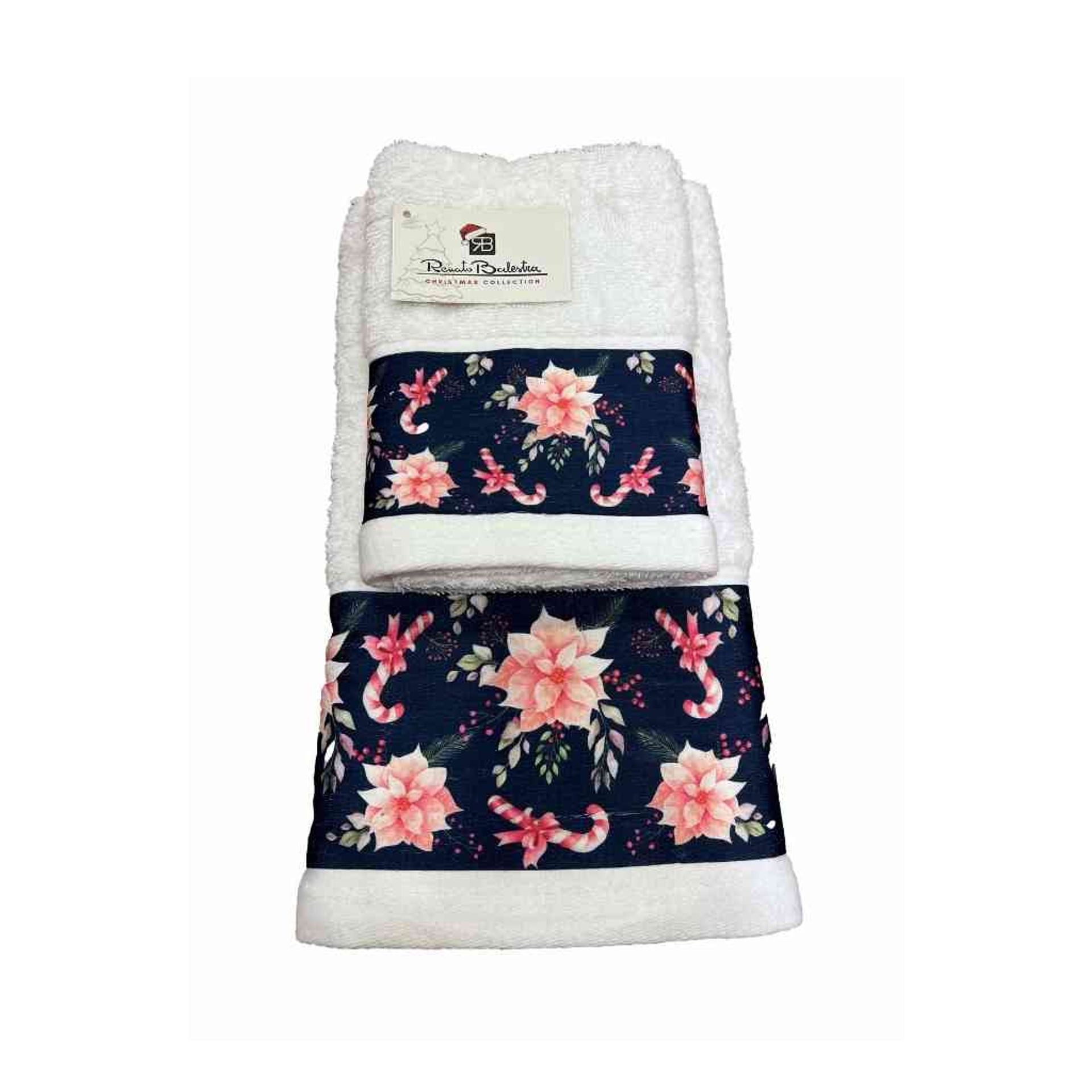Set 2 asciugamani viso + ospite natalizio con fiore
