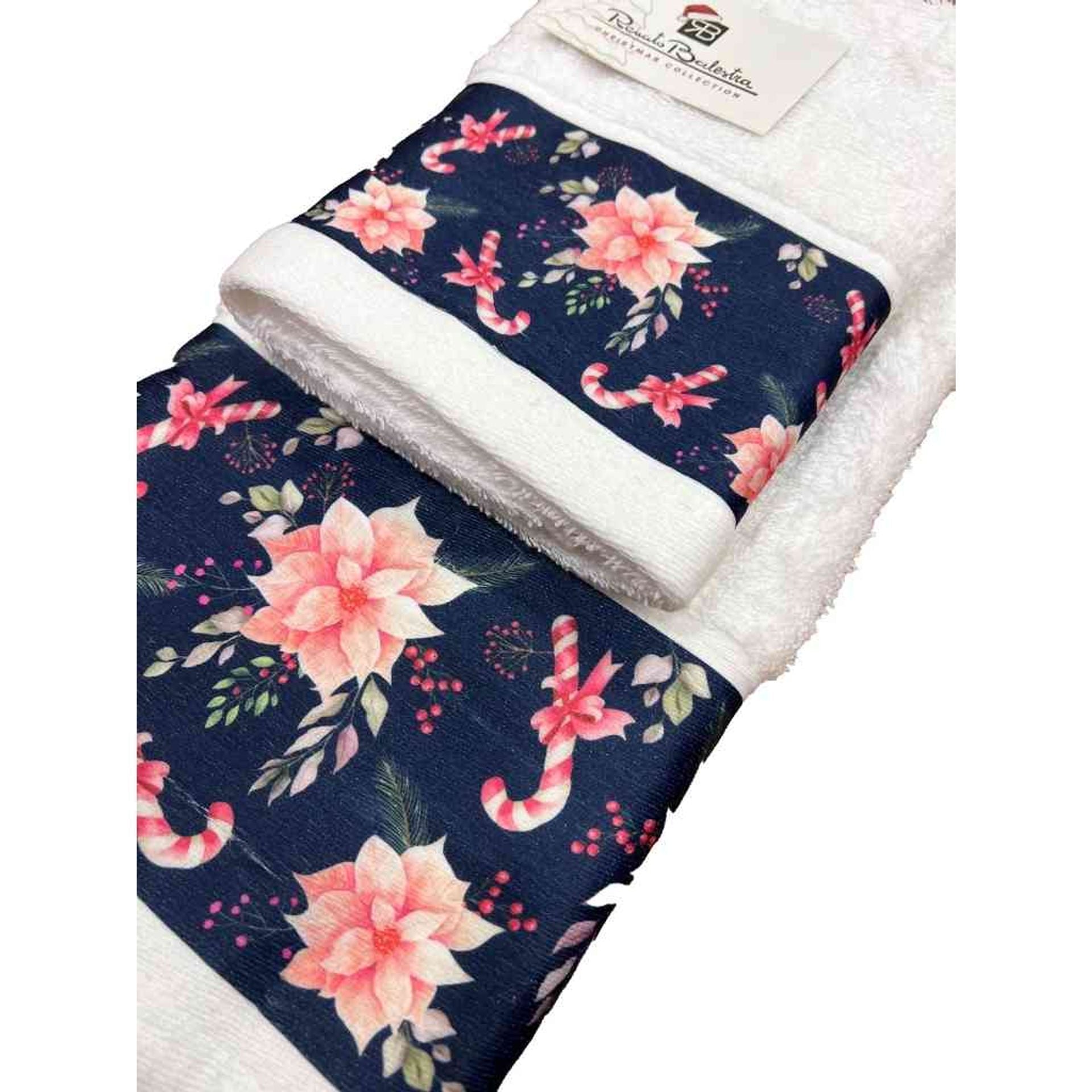 Set 2 asciugamani viso + ospite natalizio con fiore