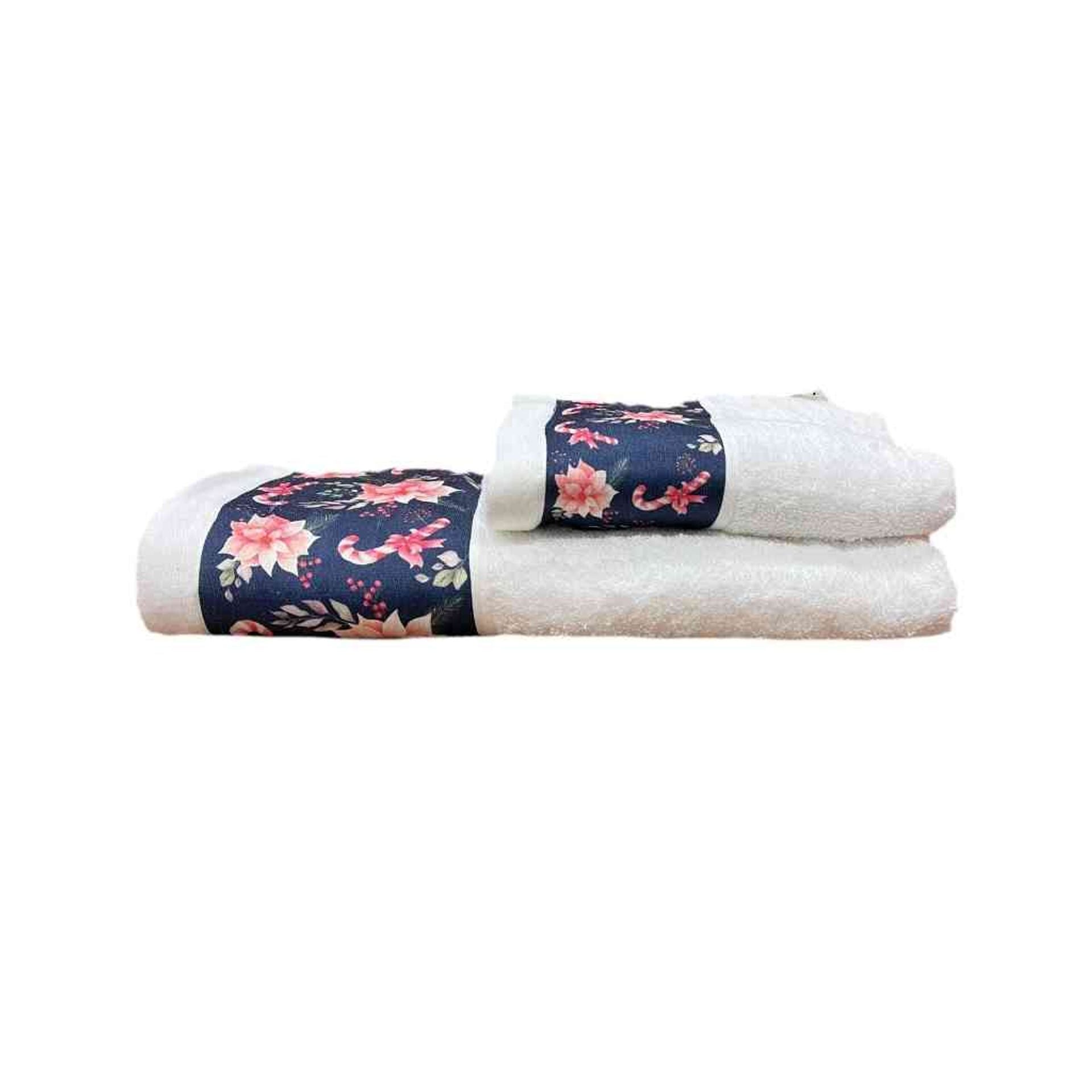 Set 2 asciugamani viso + ospite natalizio con fiore