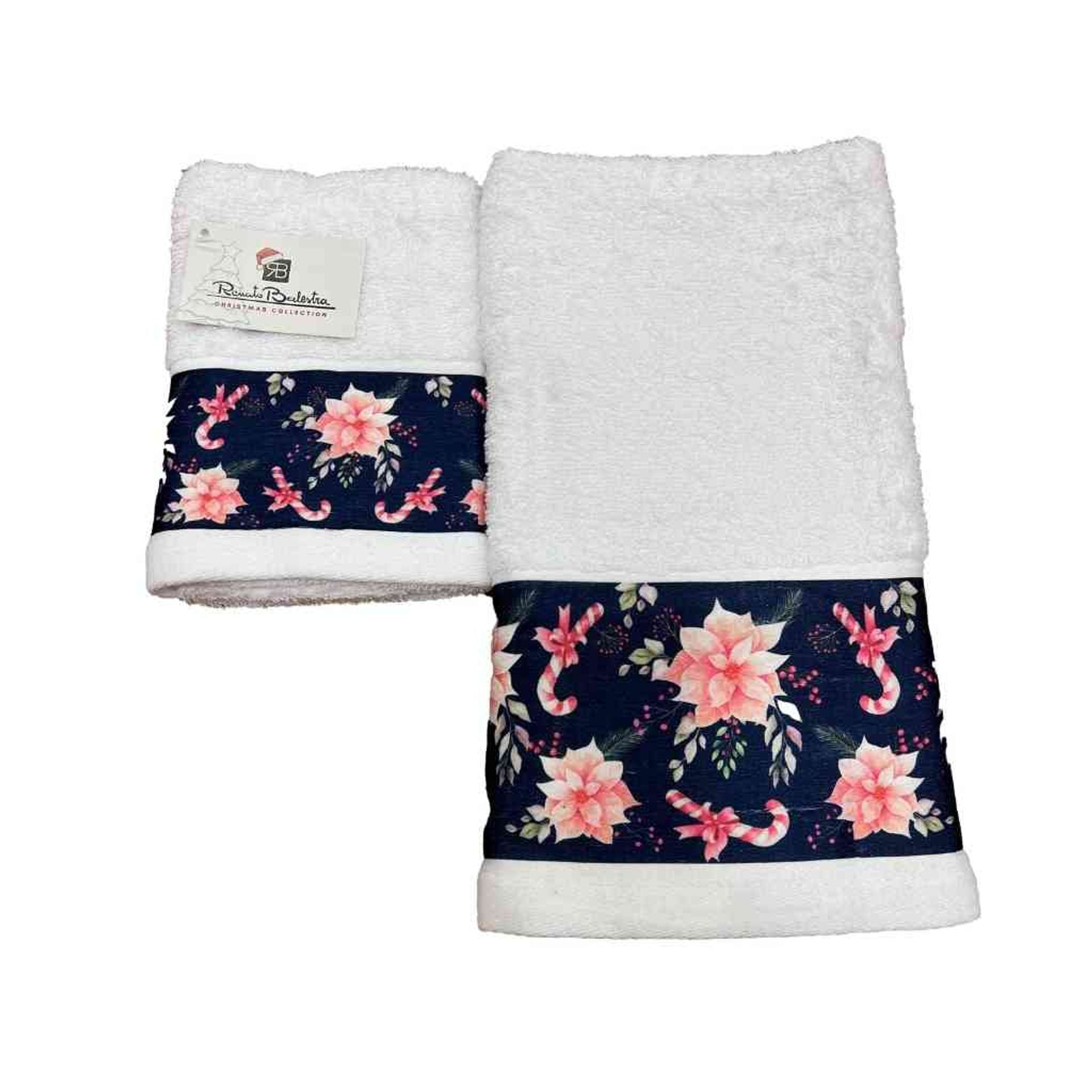 Set 2 asciugamani viso + ospite natalizio con fiore
