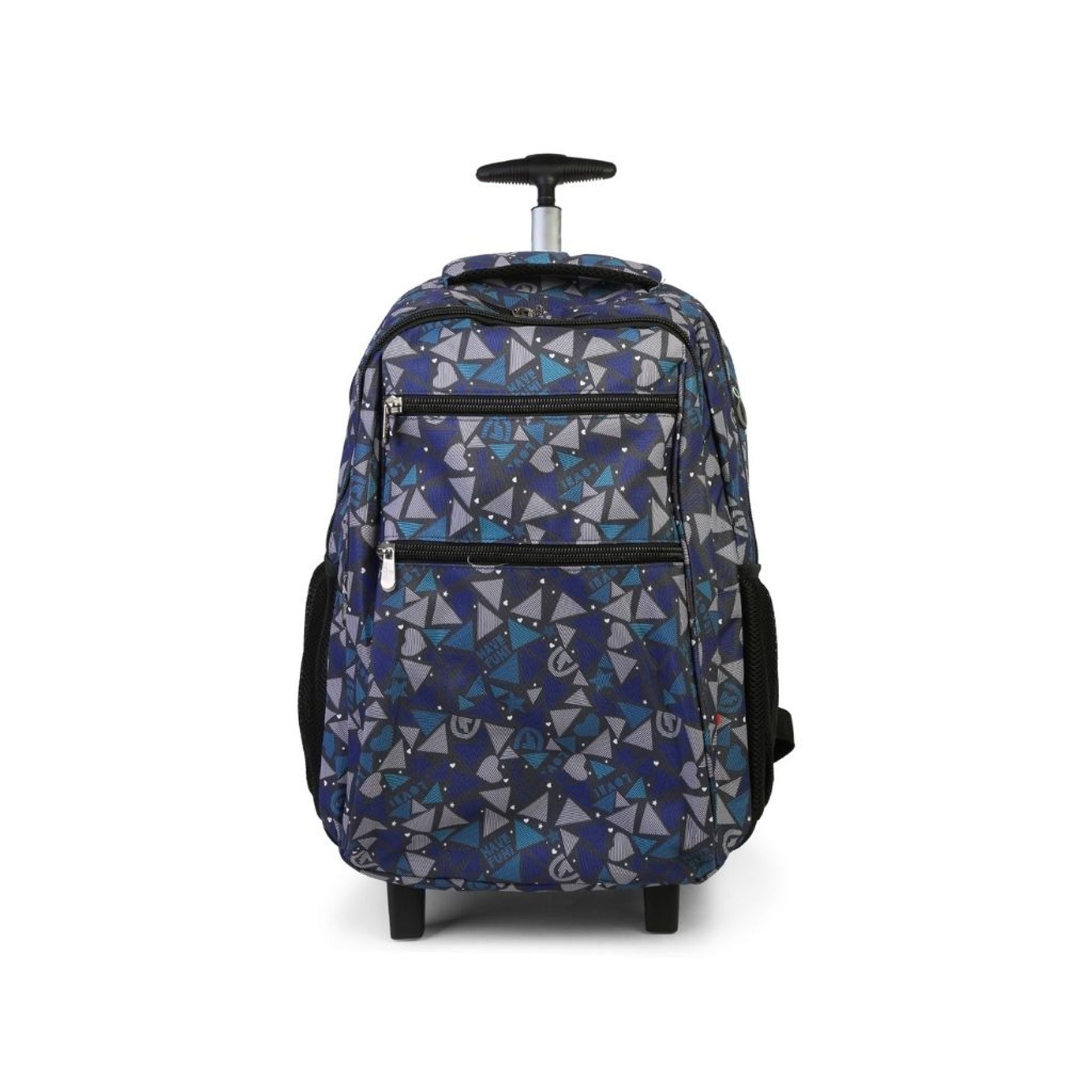 Zaino trolley scuola - bambini e ragazzi - 2 in 1 - spallacci uso zaino - fantasia cuori e triangoli