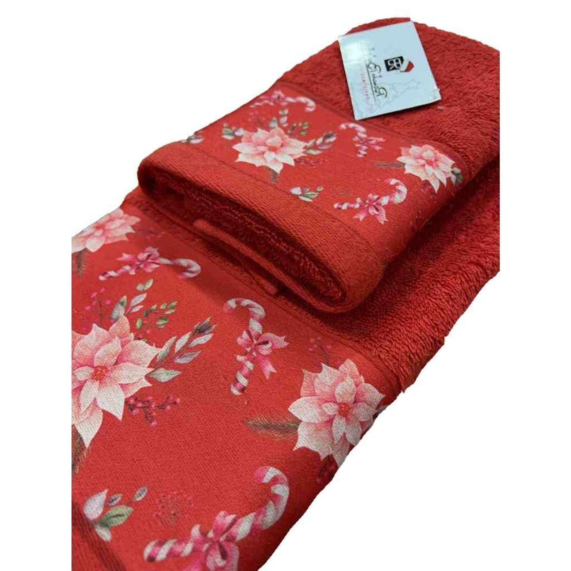Set 2 asciugamani viso + ospite natalizio con fiore