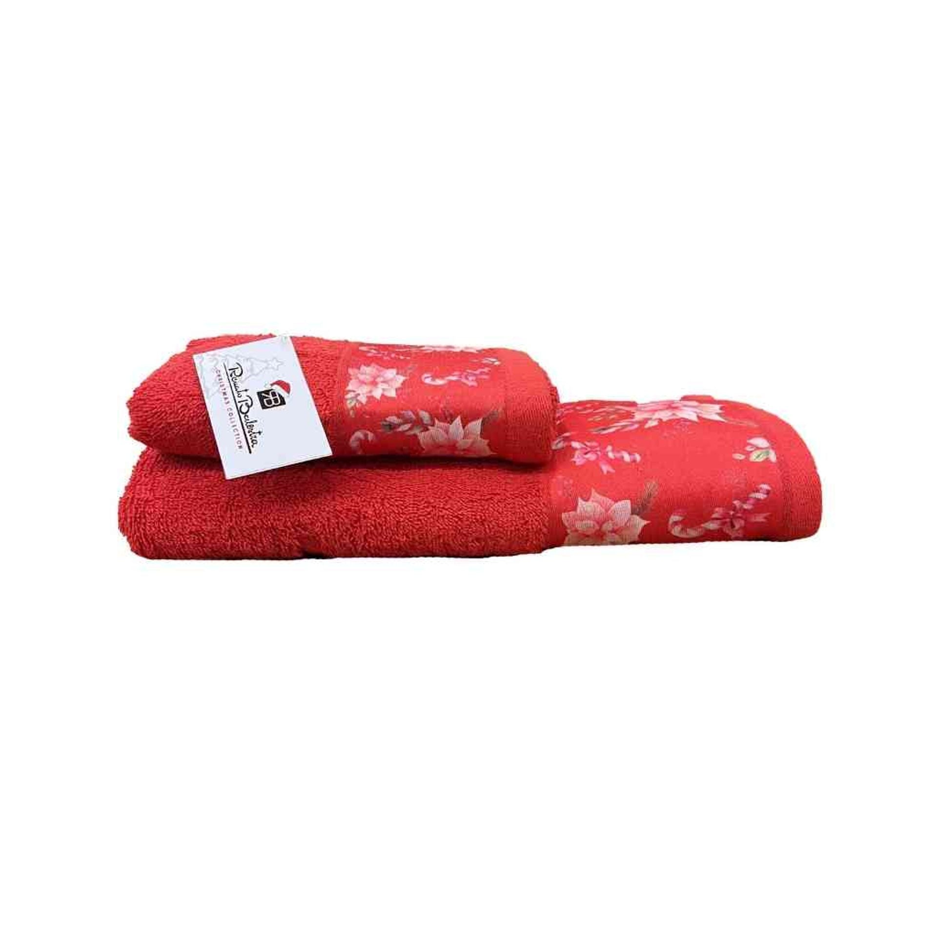 Set 2 asciugamani viso + ospite natalizio con fiore