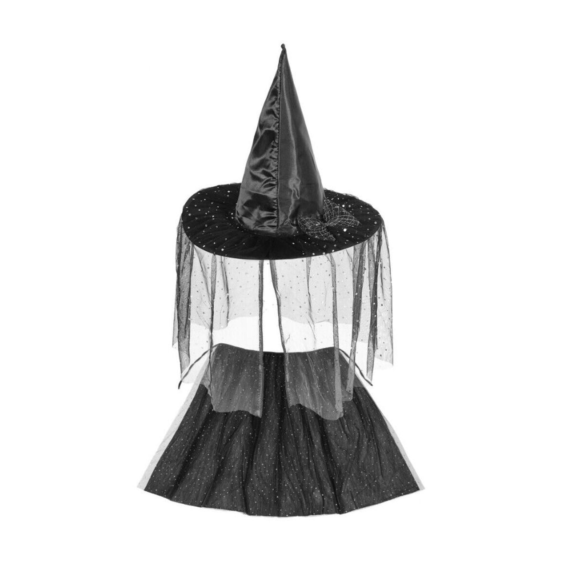 Set Mantello e Cappello Strega Nero Bambina cm 75