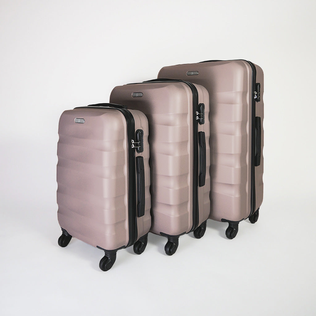 Set di 3 valigie oro rosa set trolley rigido 4 ruote