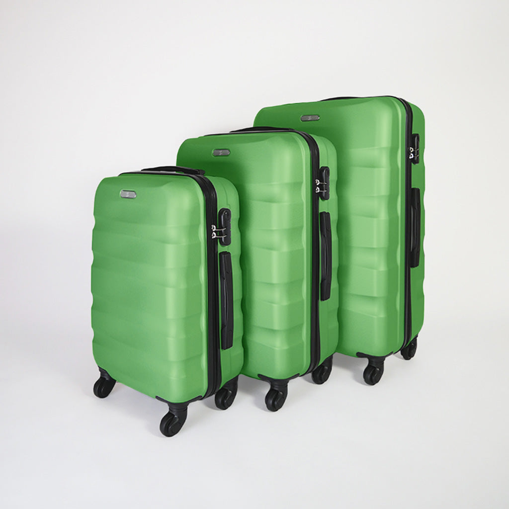 Set di 3 valigie verdi set trolley rigido 4 ruote