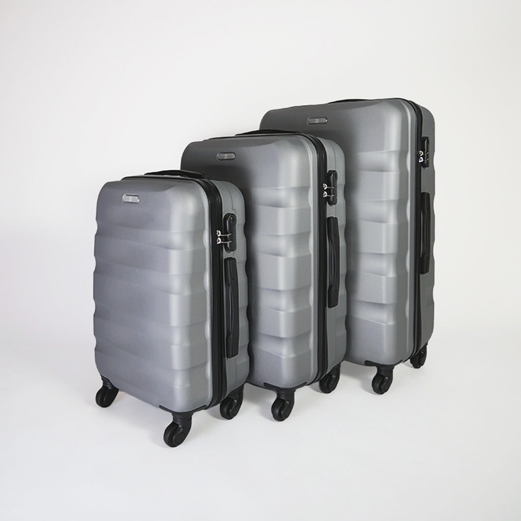 Set di 3 valigie grigie set trolley rigido 4 ruote
